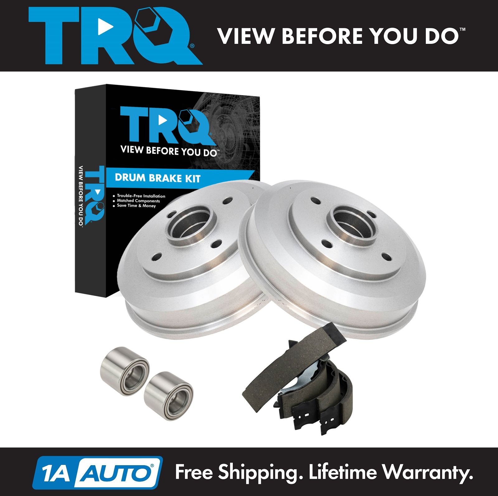 TRQ Rear Brake Shoe & Drum Kit Fits 2000-2008 Ford Focus