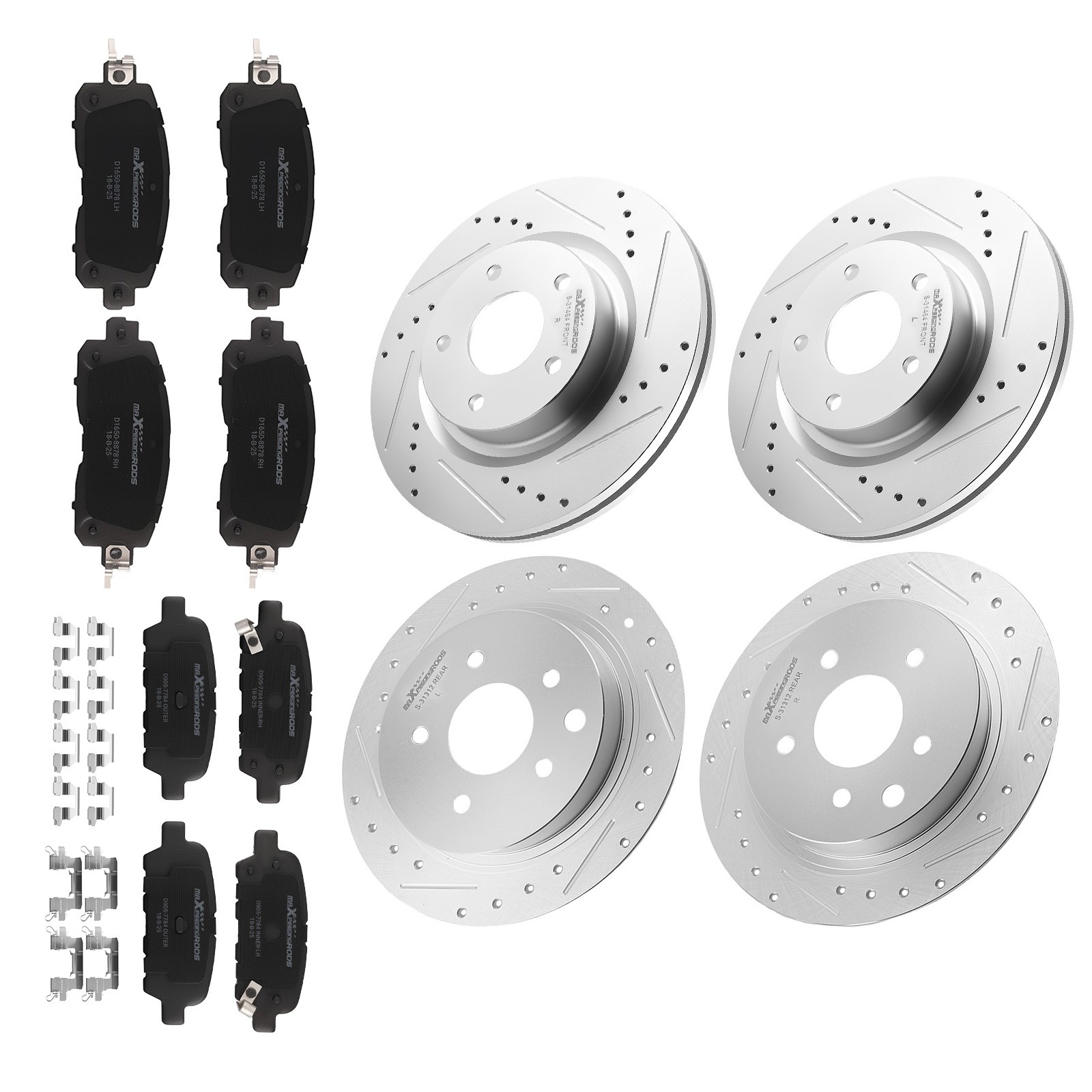 Front Rear Drilled Rotors&Brake Pads for Nissan Altima 2013-23 S-31464 S-31312