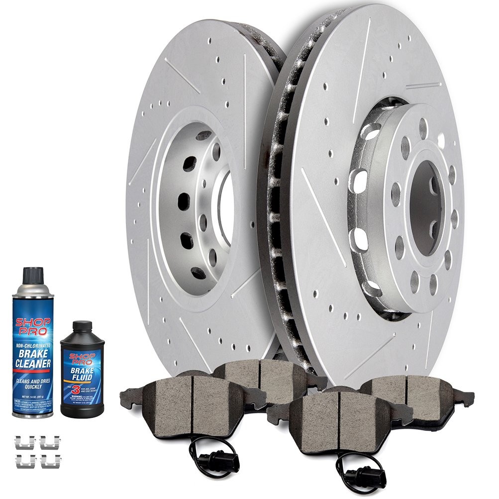 Drilled & Slotted Front Brake Pads + Rotors For VOLKSWAGEN PASSAT AUDI A4 288mm
