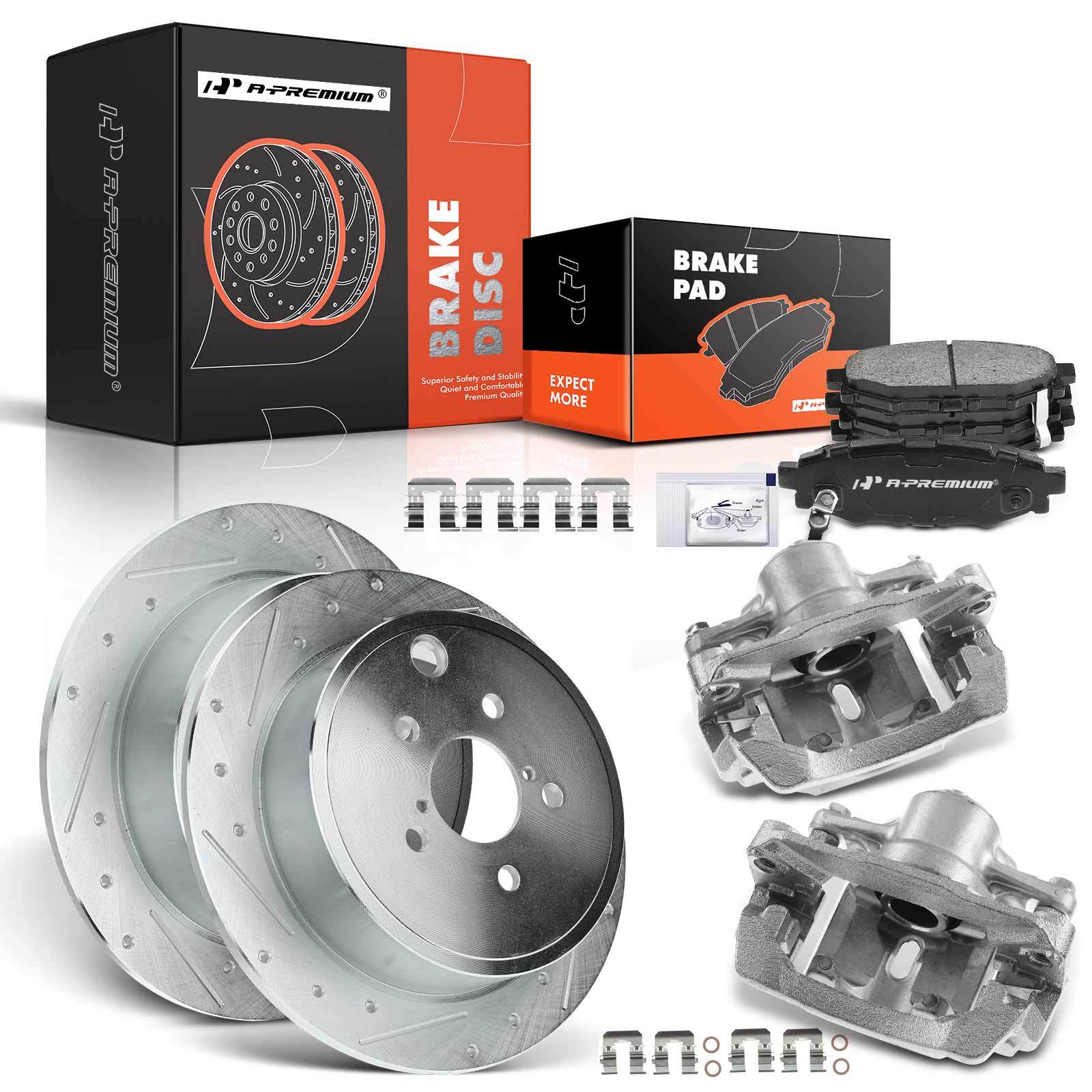A-Premium 8x Rear Drilled Brake Rotor & Pad +Caliper for Subaru Outback Legacy