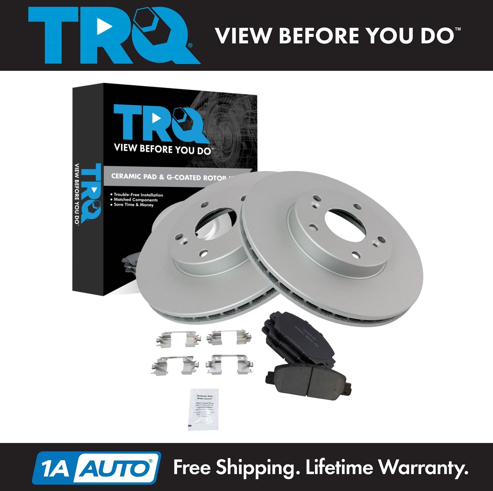 TRQ Brake Pad & Rotor Kit Ceramic Premium G-Coated Fits 2013 Honda Accord