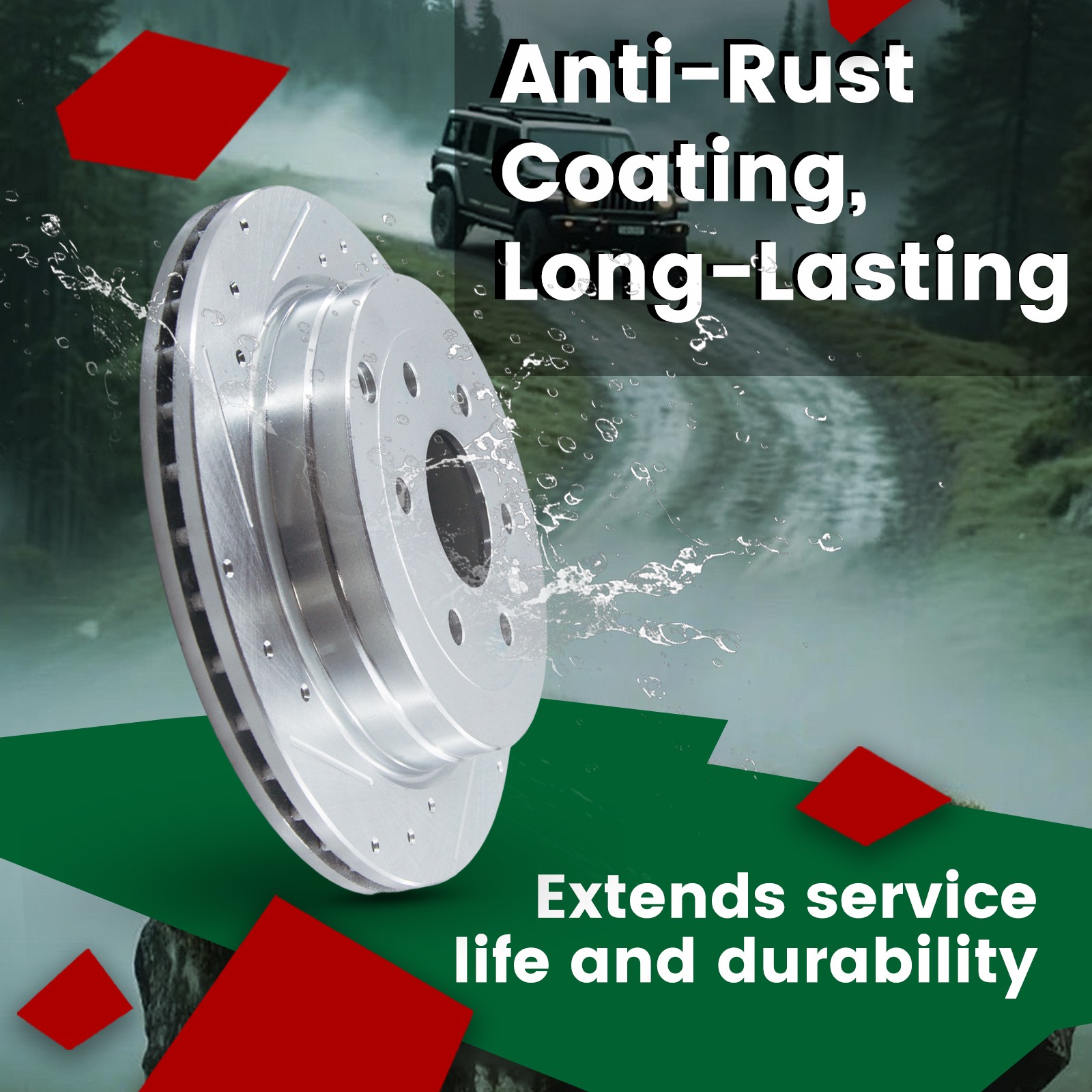 Front Slotted Brake Rotors & Pads Kit | Performance & Enhanced Cooling