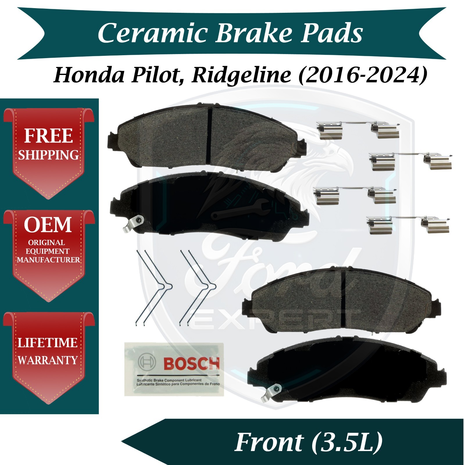 Bosch OEM Front Ceramic Brake Pads Kit For 2016-2024 Honda Pilot Ridgeline