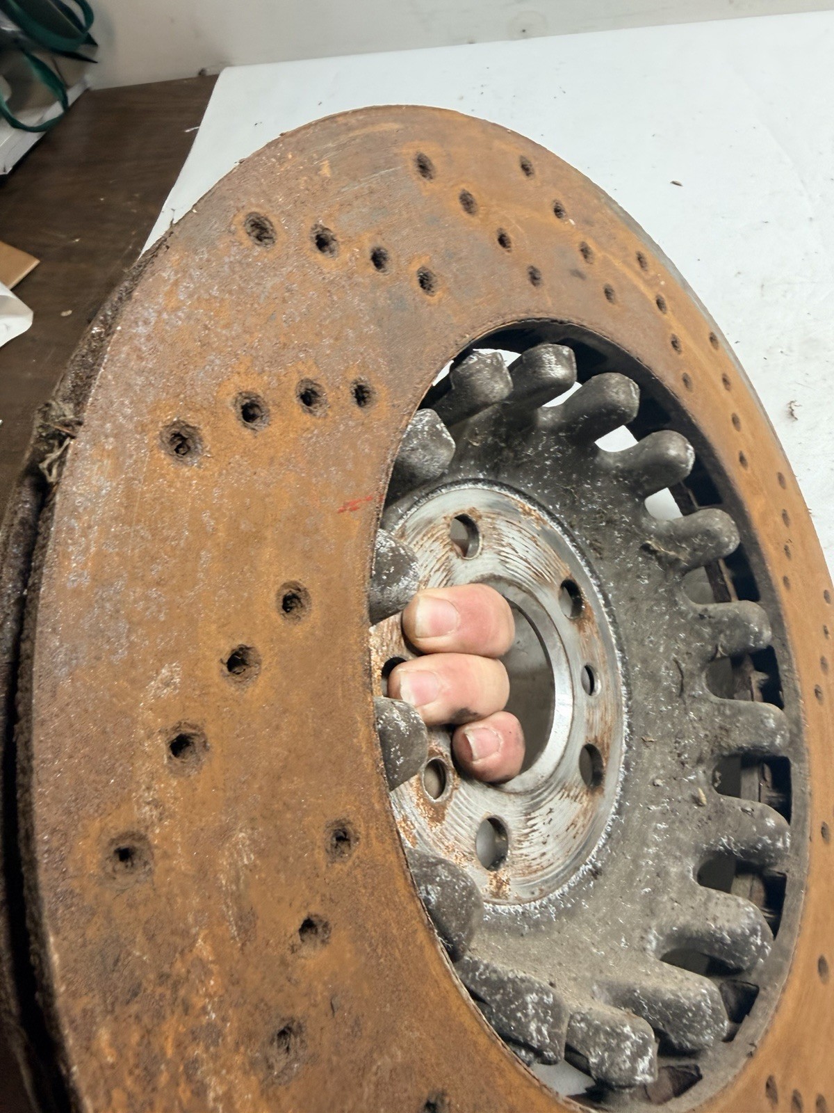 2022 BMW X6M DRIVER Left Rear Disc Brake Rotor Used Drilled OEM