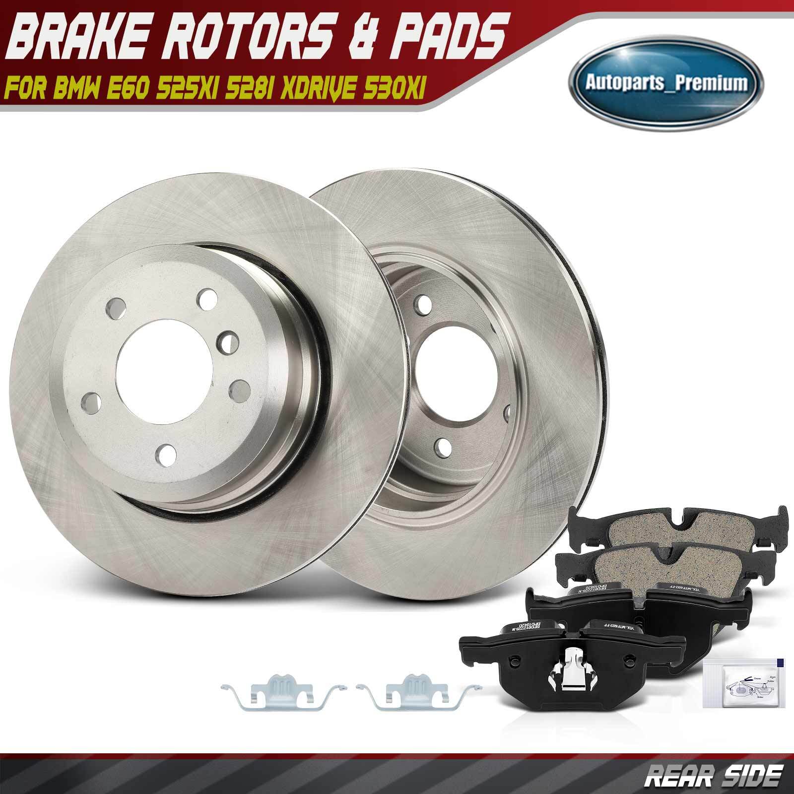 Rear Disc Brake Rotors + Ceramic Brake Pads for BMW E60 525xi 528i xDrive 530xi