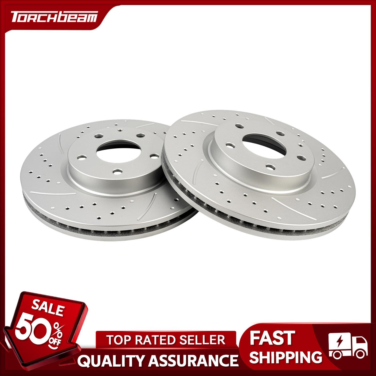 Set of 2 Front Drilled Slotted Zinc Plated Brake Rotor Fits 2013-2015 Mazda CX-5
