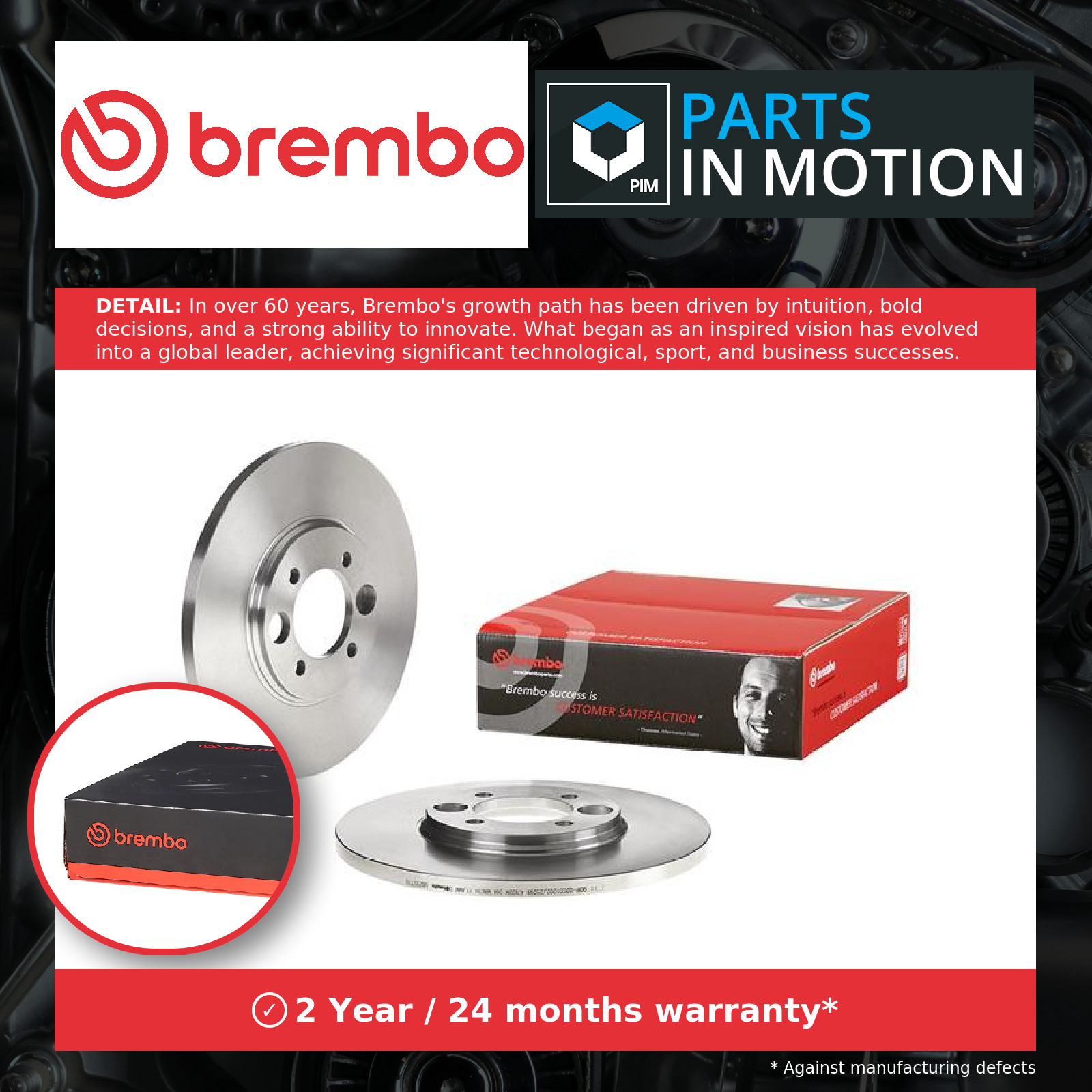 2x Brake Discs Pair Solid fits JAGUAR XJ6 2.8 Rear 68 to 75 264mm Set Brembo New