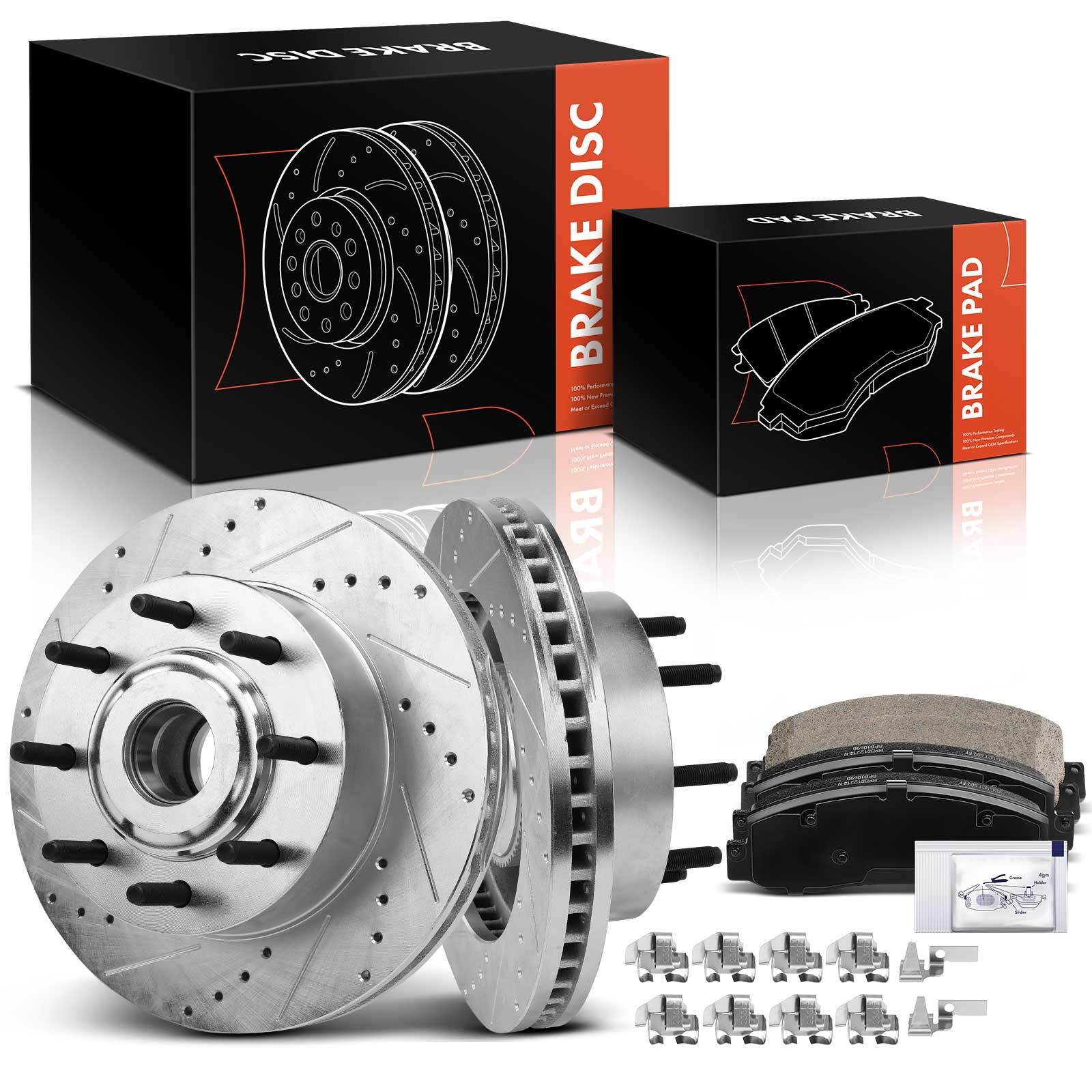 Front Drilled Brake Rotor & Ceramic Pad for Ford F-250 F-350 Super Duty 05-07