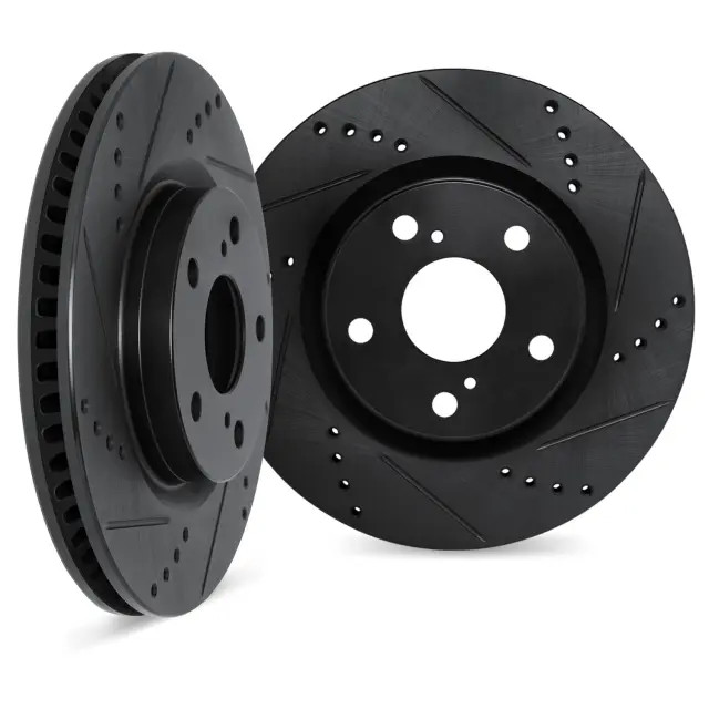 Genuine DYNAMIC FRICTION DFC Brake Rotors – Drilled & Slotted – Black 8002-31126