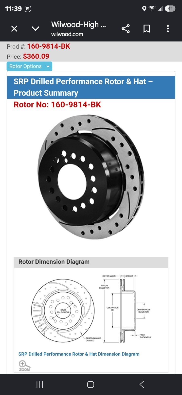 Pair Wilwood SRP Performance Universal Drilled/Slotted Brake Rotors