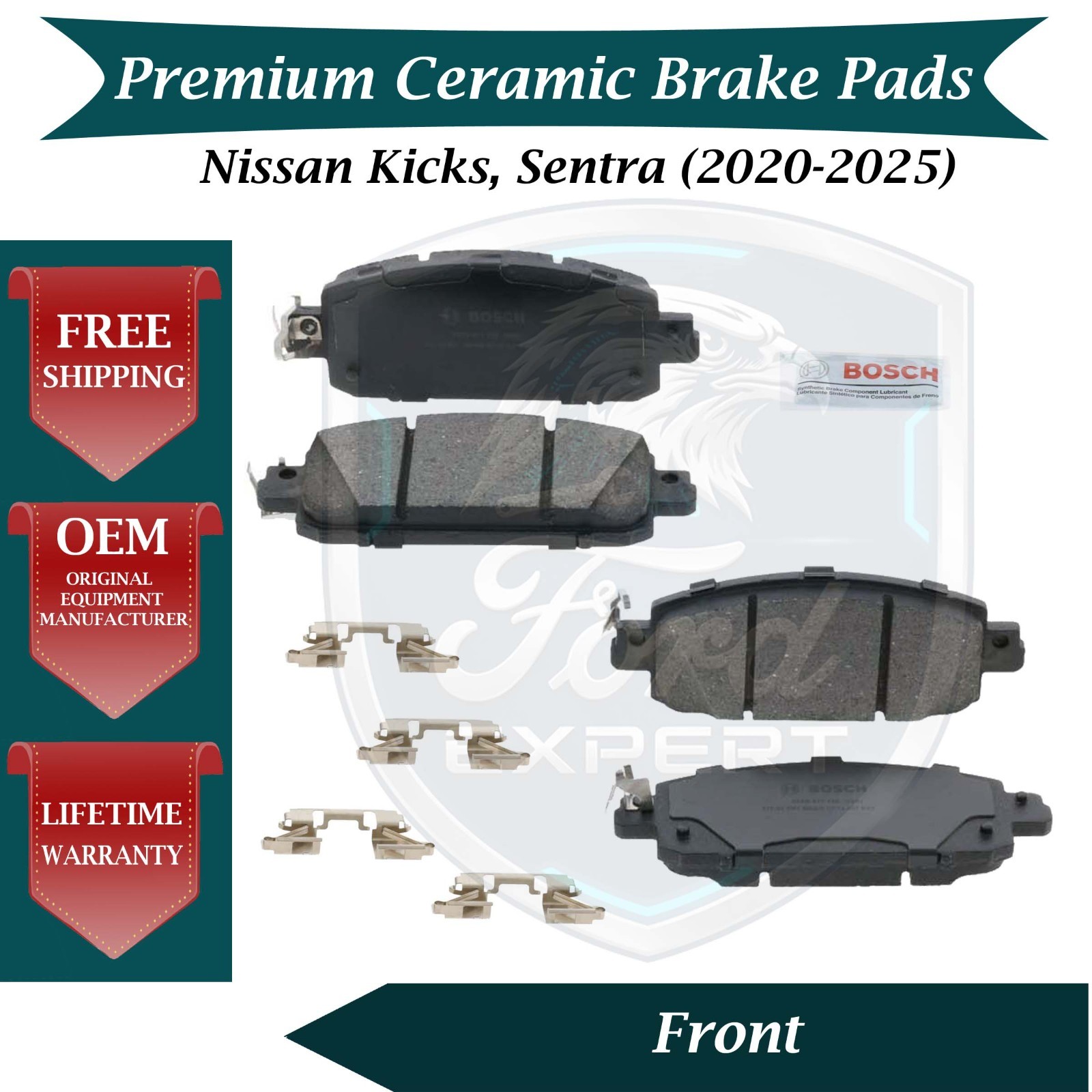 Bosch OEM Front Ceramic Brake Pads Kit For 2020-2025 Nissan Kicks & Sentra