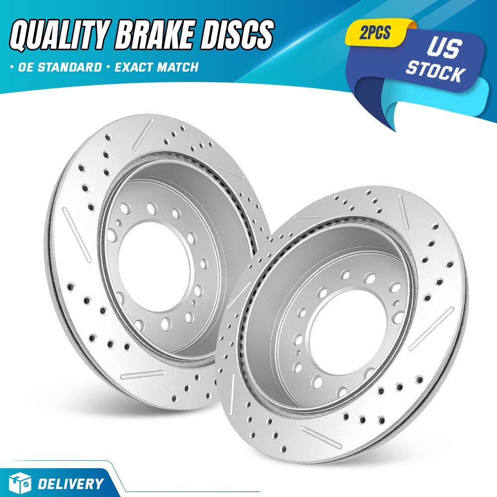 Rear Drilled Disc Brake Rotor LH & RH Pair for Toyota 4Runner FJ Cruiser Truck