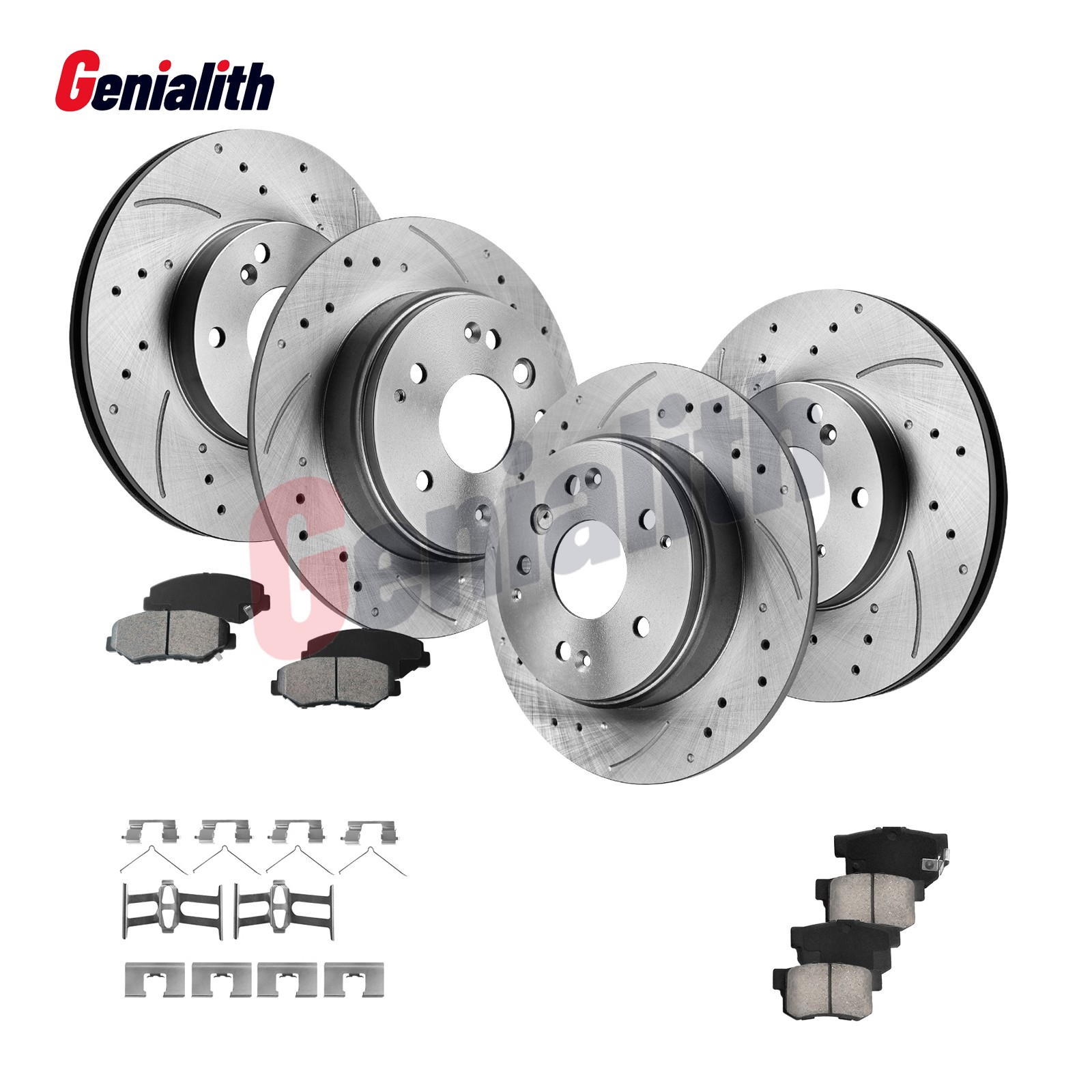 11.10 inch Front Rear Disc Rotors Ceramic Brake Pads for 2003-2011 Honda Element