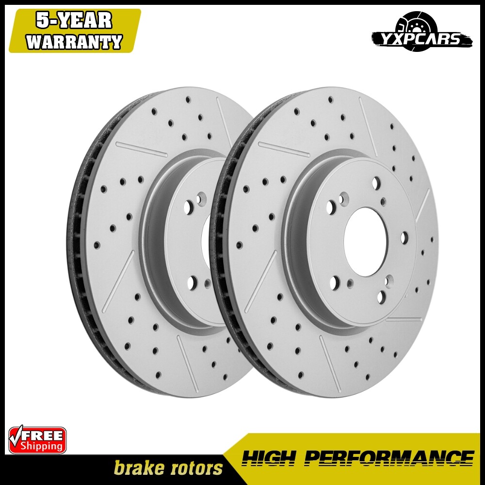For 2013 2015-2017 Honda Accord CR-V HR-V Front Drilled Disc Brake Rotors Pair