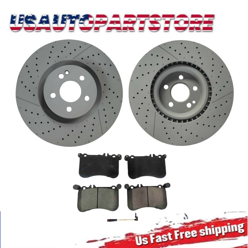Front Drilled Slotted Brake Rotors Brake Pads for Mercedes CLA45 AMG 2014-2019
