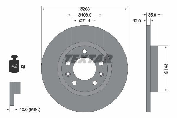 TEXTAR Brake Discs & Pads Rear Braking Set Fits Citroen Opel Peugeot Vauxhall