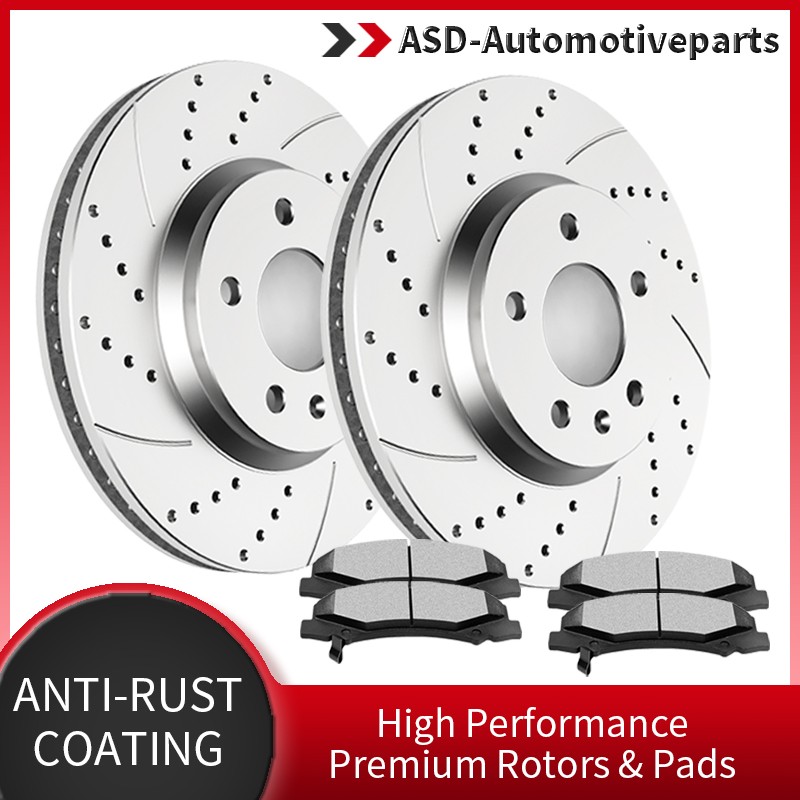 Front Brake Rotors Ceramic Brake Pads Fit Buick Lucerne V6 Brakes Rotor Drilled