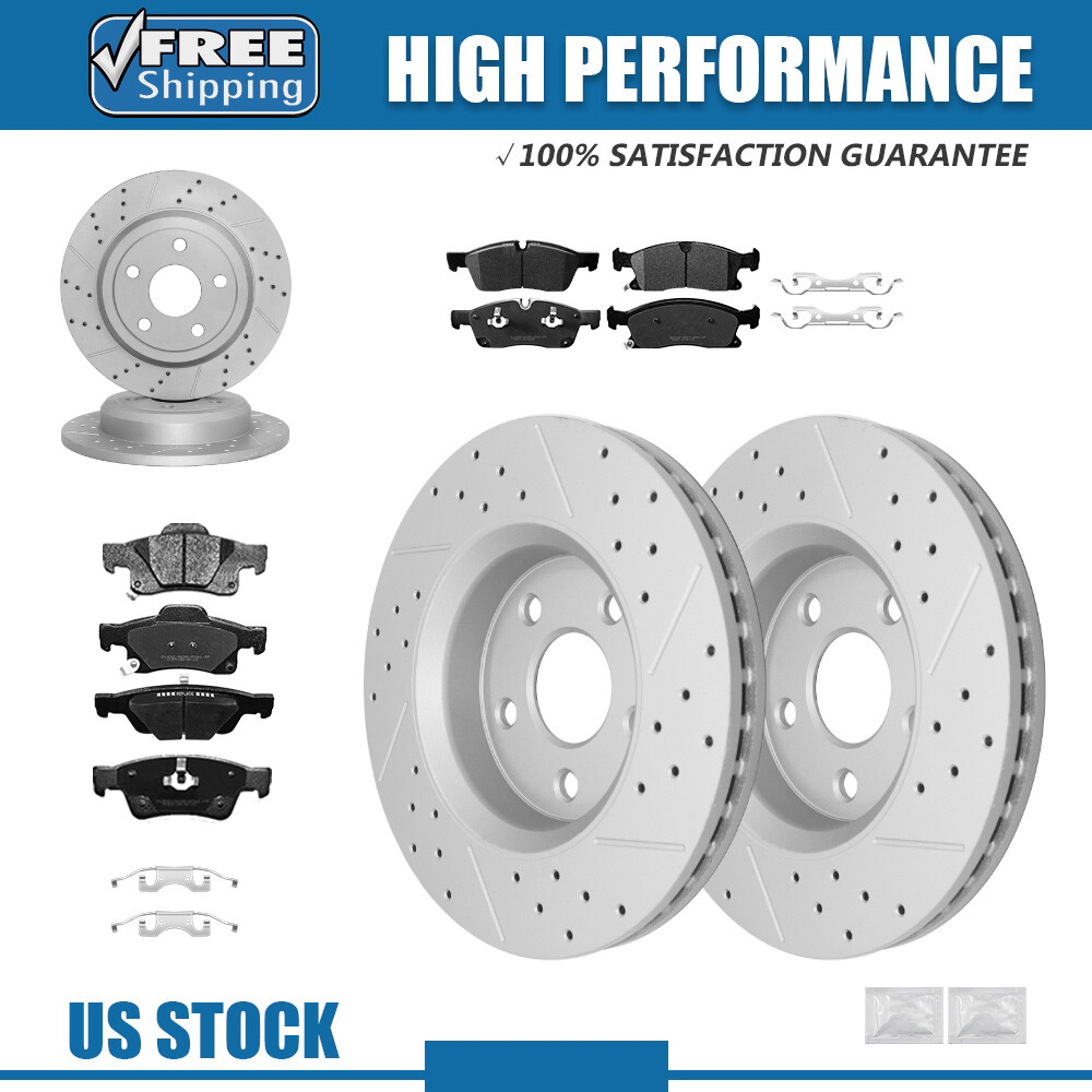 Front & Rear Rotors + Ceramic Pads for 2011 – 2018 Dodge Durango Grand Cherokee