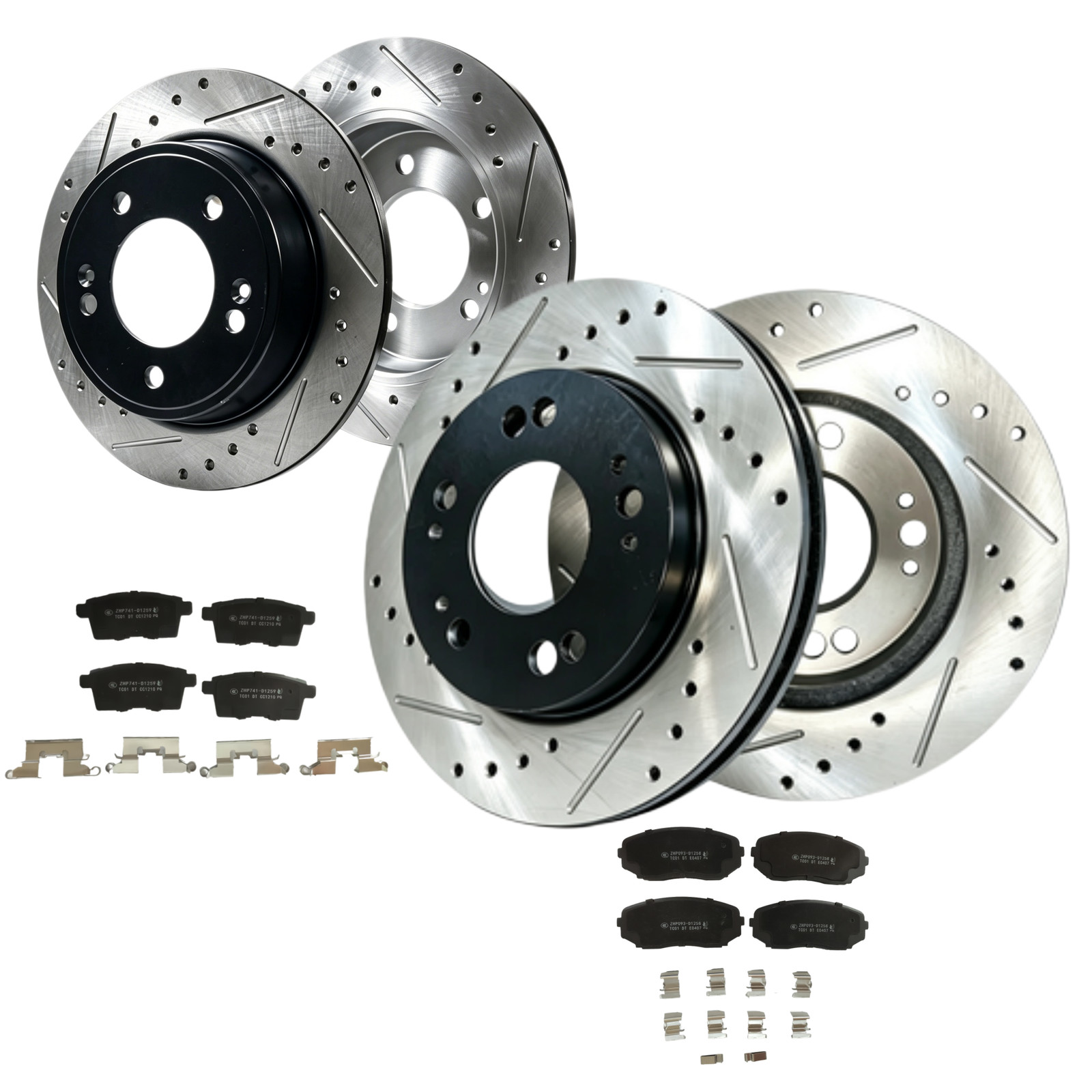 Front + Rear Drilled Rotors Brake Pads Fit Ceramic 2007 2008 -2010 Mazda CX-9