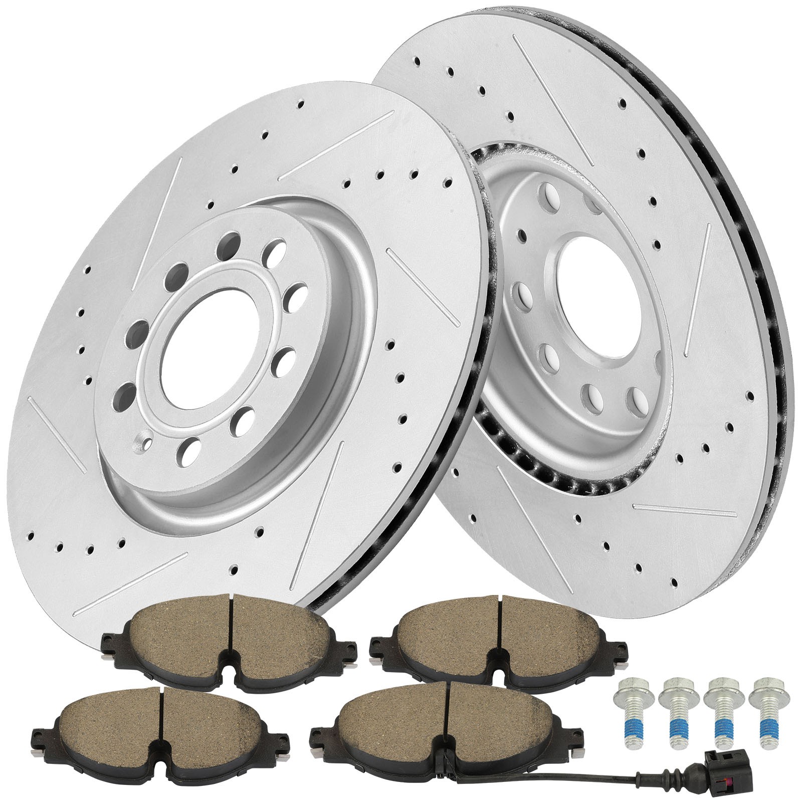 Drill Slot Rotor Front Brake Ceramic Pad For Volkswagen GOLF 2017 All Models