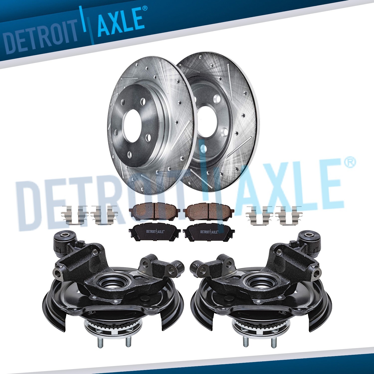 Rear Steering Knuckles Wheel Hubs Drilled Rotors Brake Pads for Subaru Forester