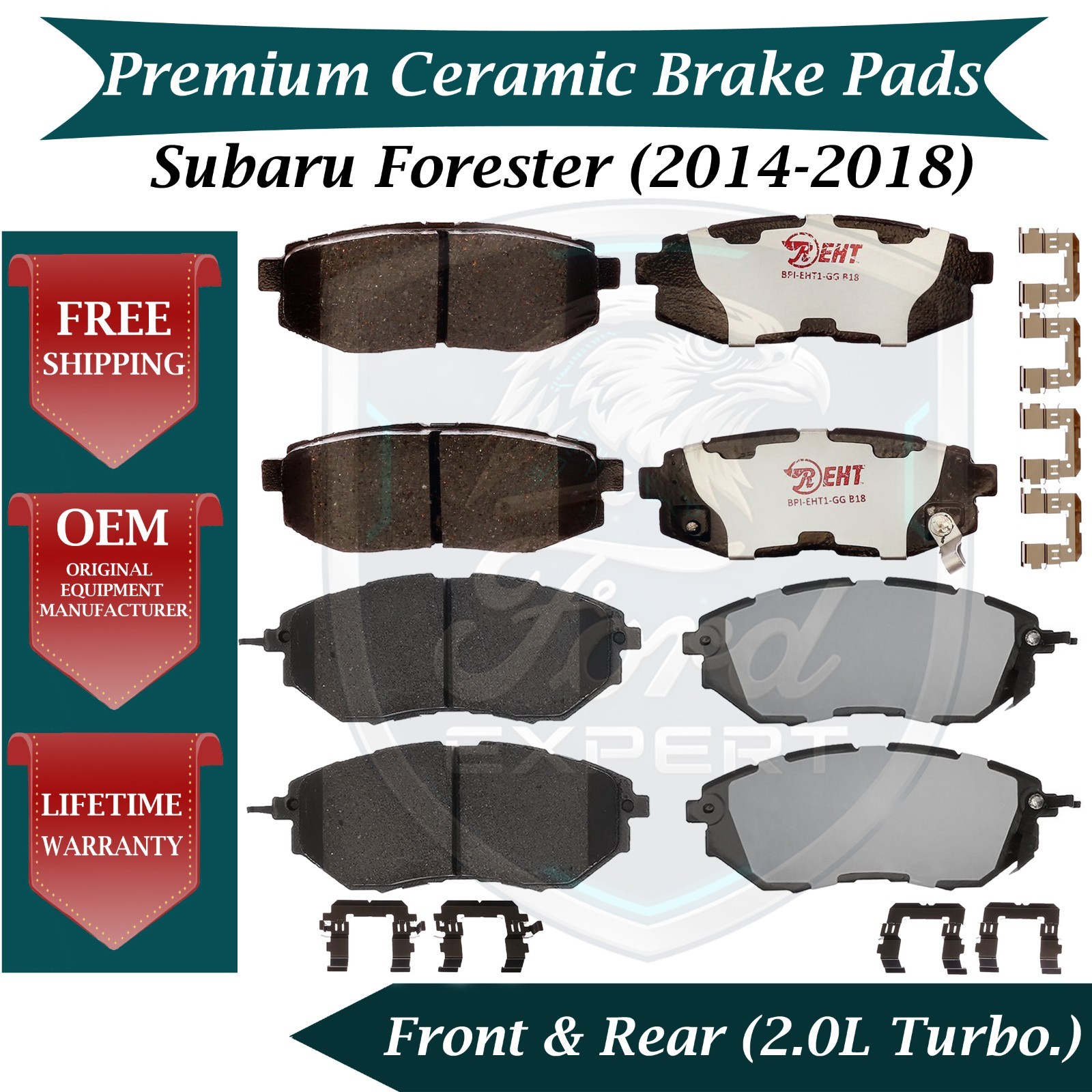 New OE Front & Rear Brake Pads For 2014-2018 Subaru Forester Lifetime Warranty
