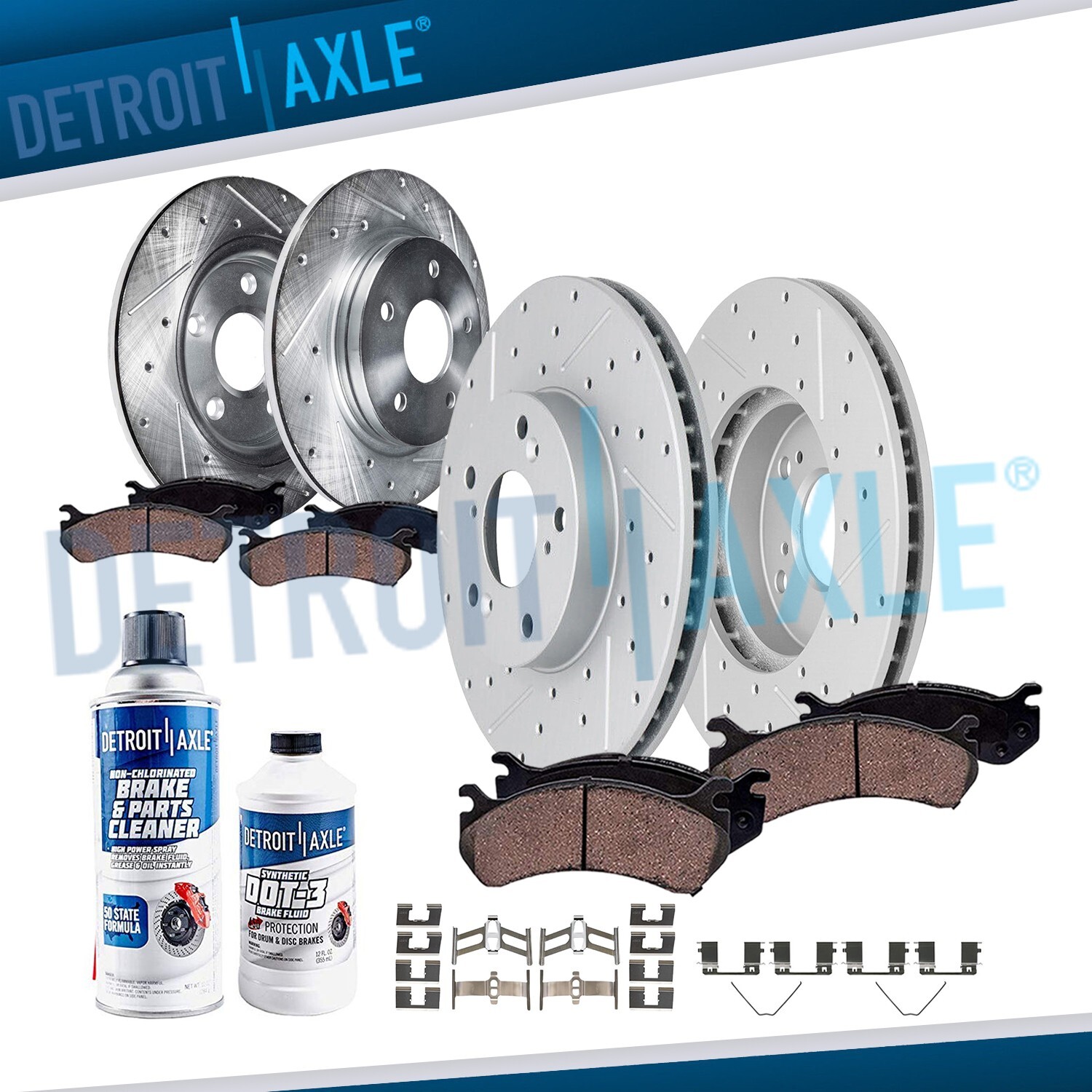 10pc Front Rear Drilled Slotted Rotors Ceramic Brake Pads Kit for 2016 Acura ILX