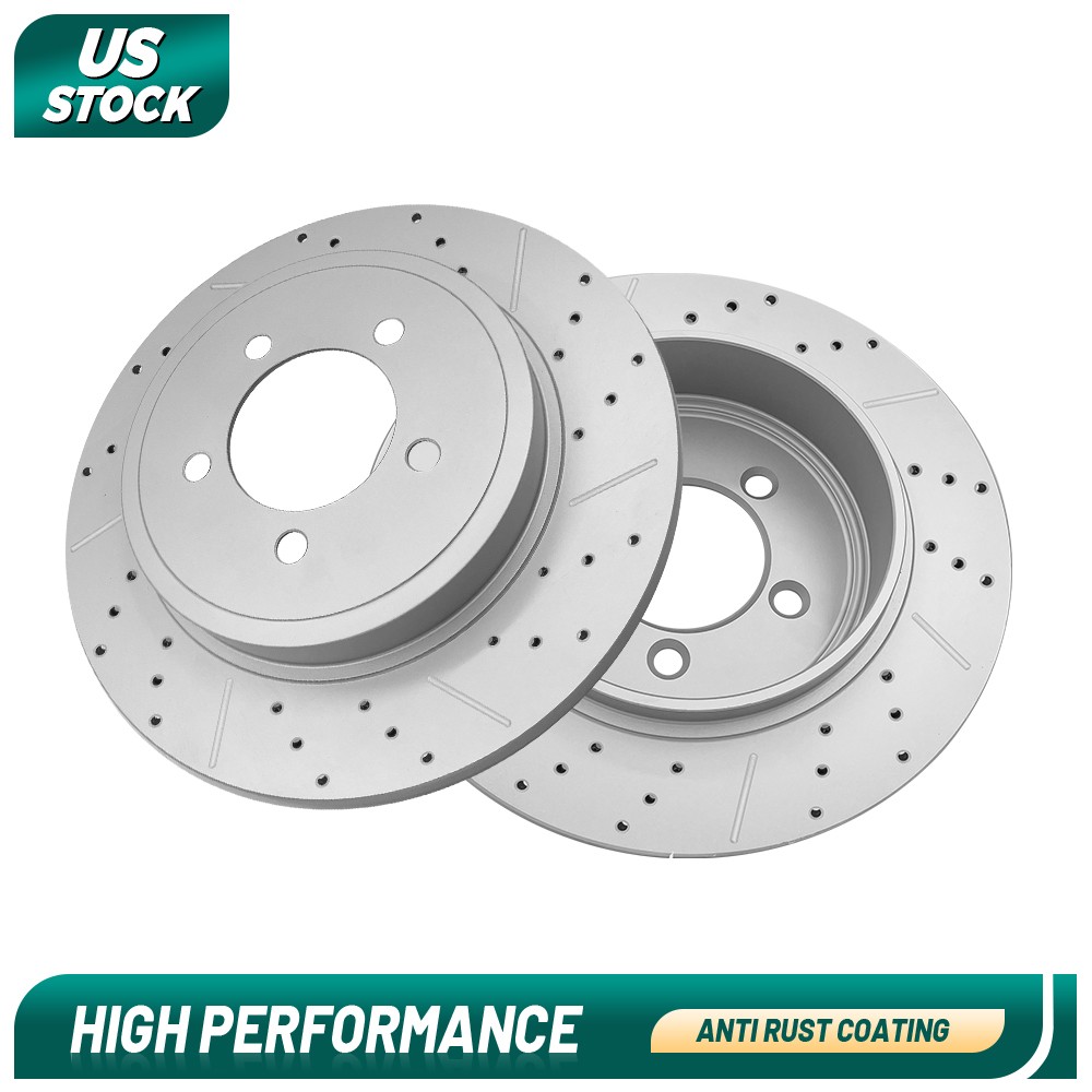 For 02-10 Mountaineer Ford Explorer Rear Drilled & Slotted Disc Brake Rotors Set