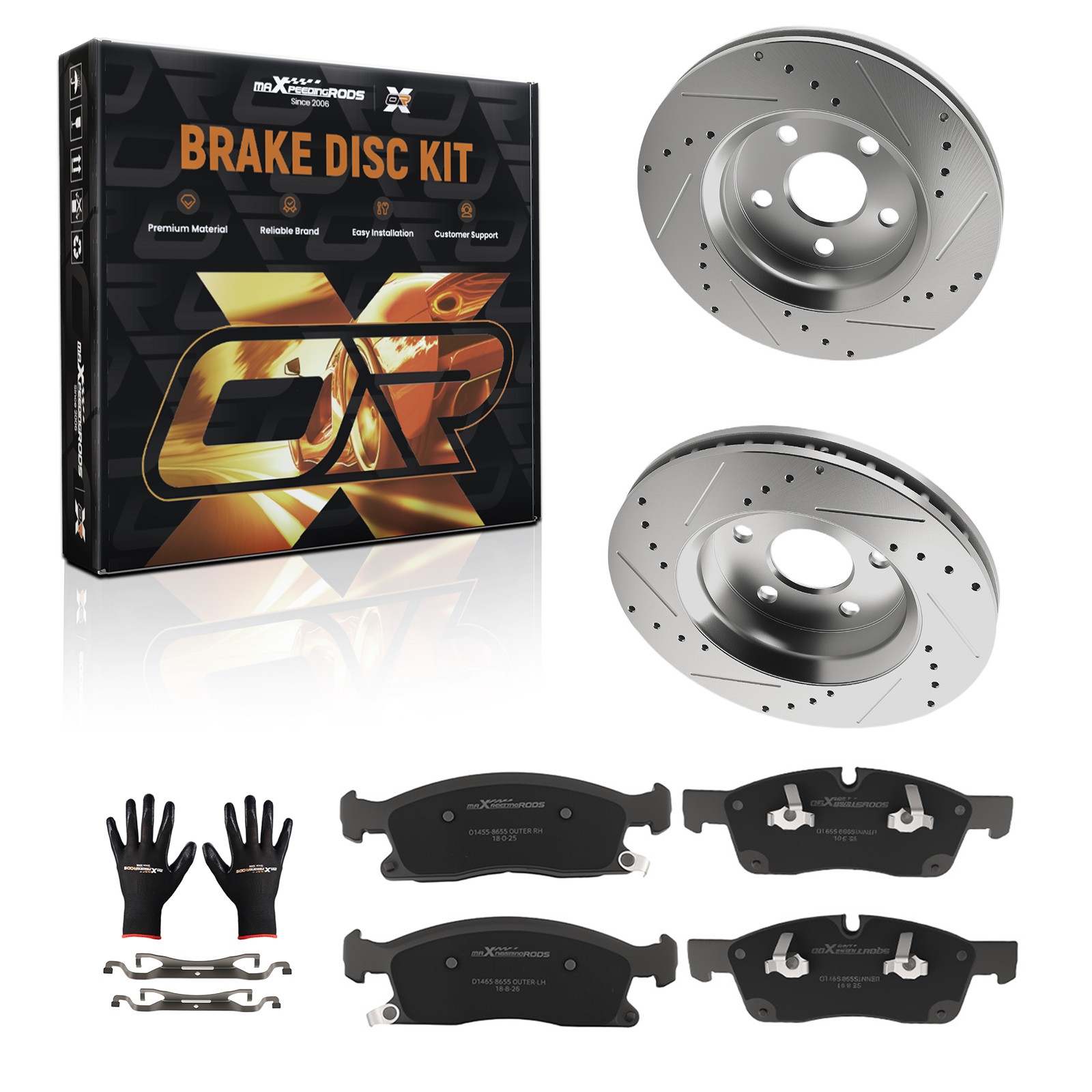 Front Drilled Brake Rotors&Ceramic Pads Set for Jeep Grand Cherokee 11-18 P-1455