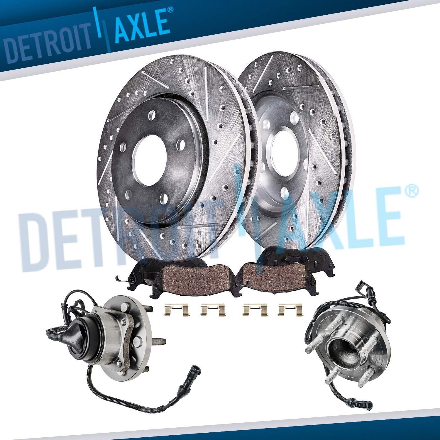 Front Drilled Brake Rotor Pad Wheel Hub Bearings for Crown Victoria Town Car