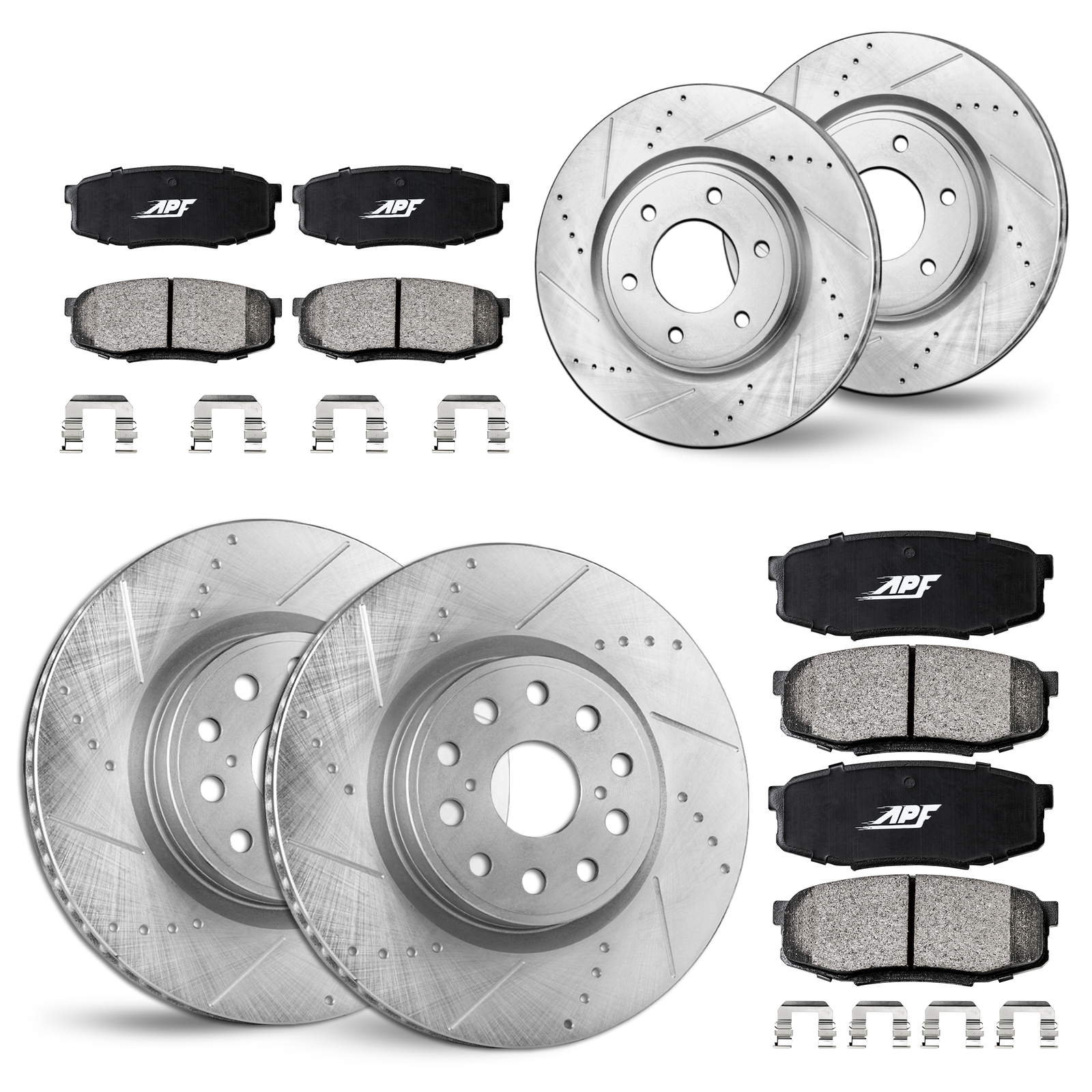Front & Rear Zinc Drill/Slot Brake Rotors + Pads for Toyota 4Runner 2010-2020