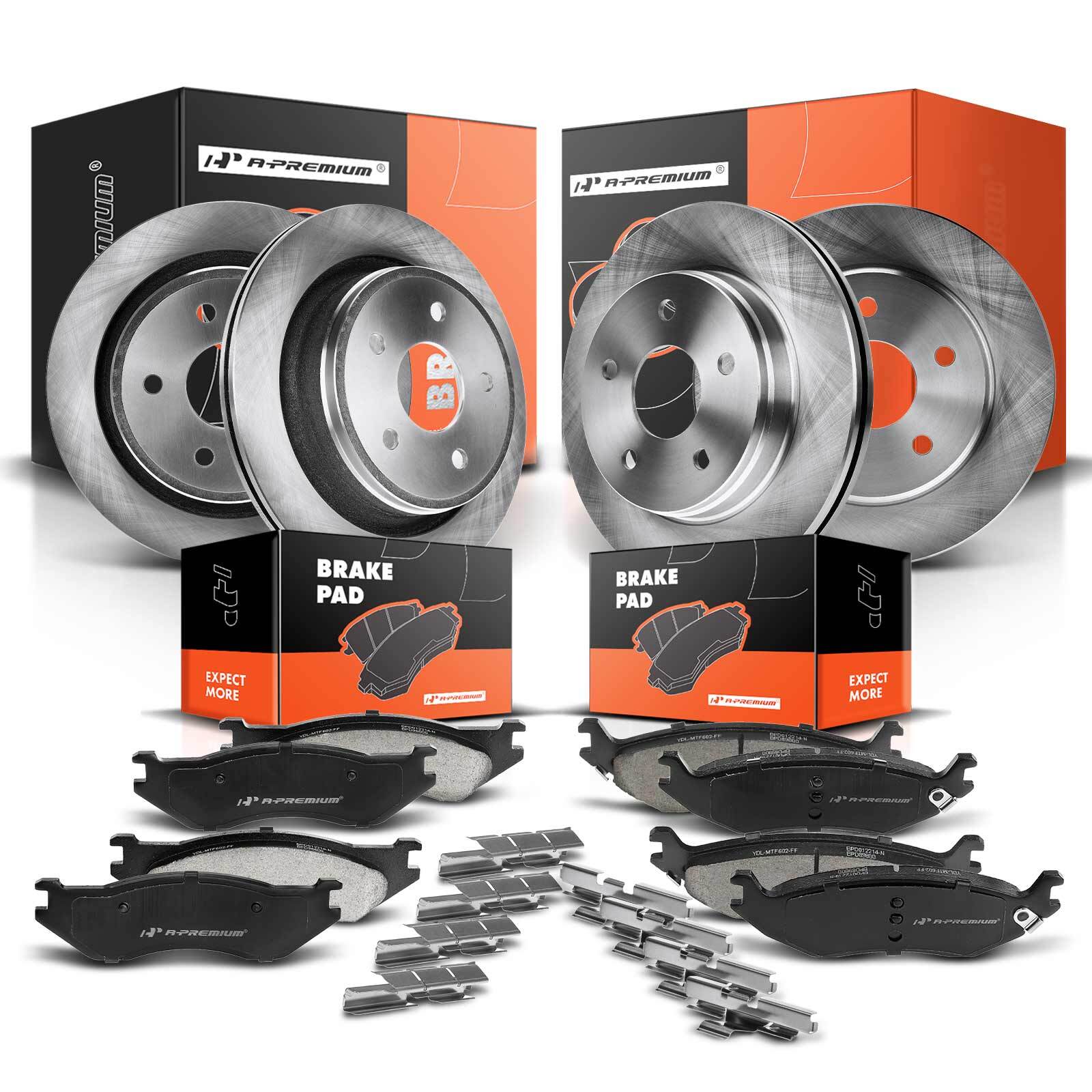 Front & Rear Disc Brake Rotors and Ceramic Brake Pads for Dodge Durango Ram 1500