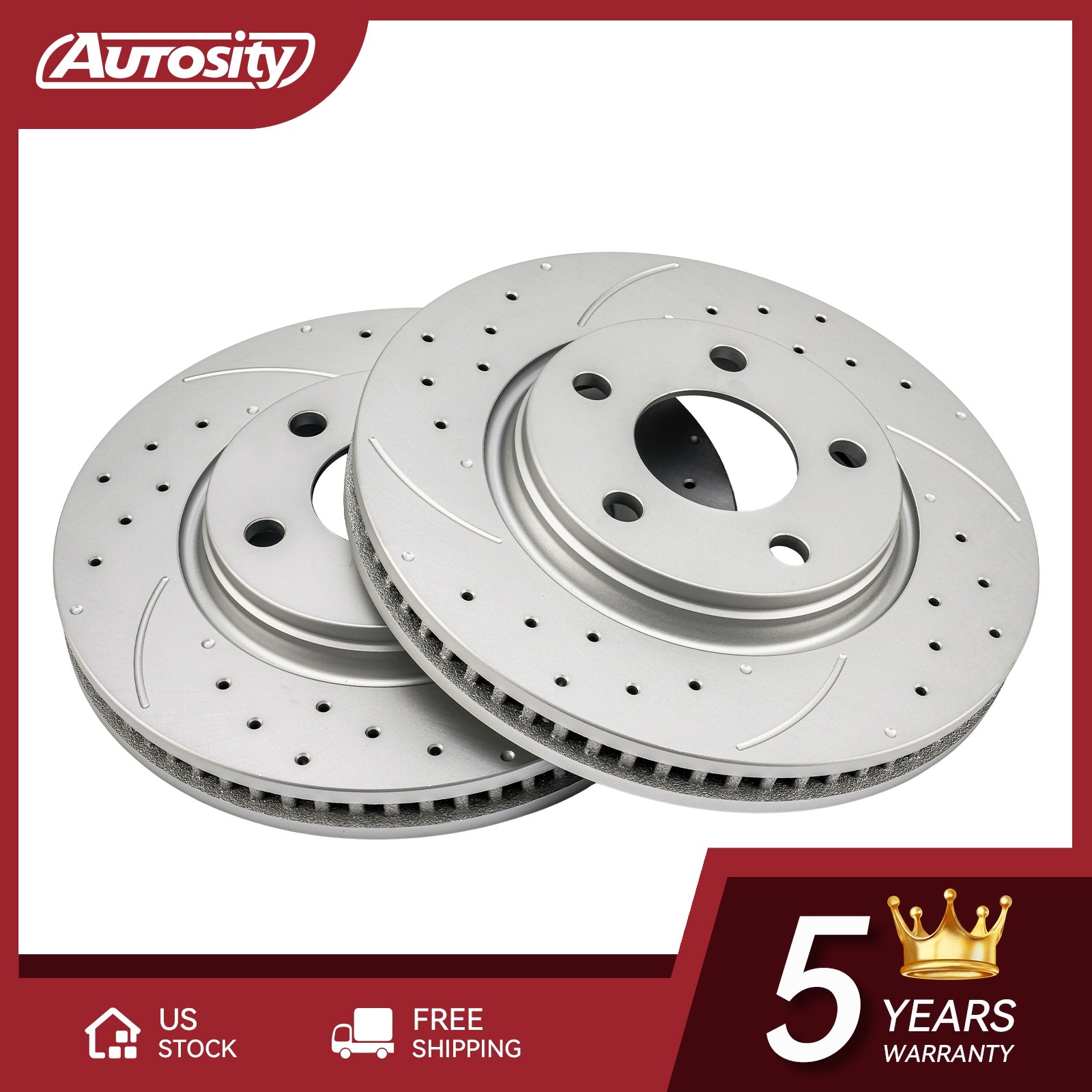 2x Front Drilled Slotted Brake Rotors Fits 2005-2007 Buick LaCrosse All engine