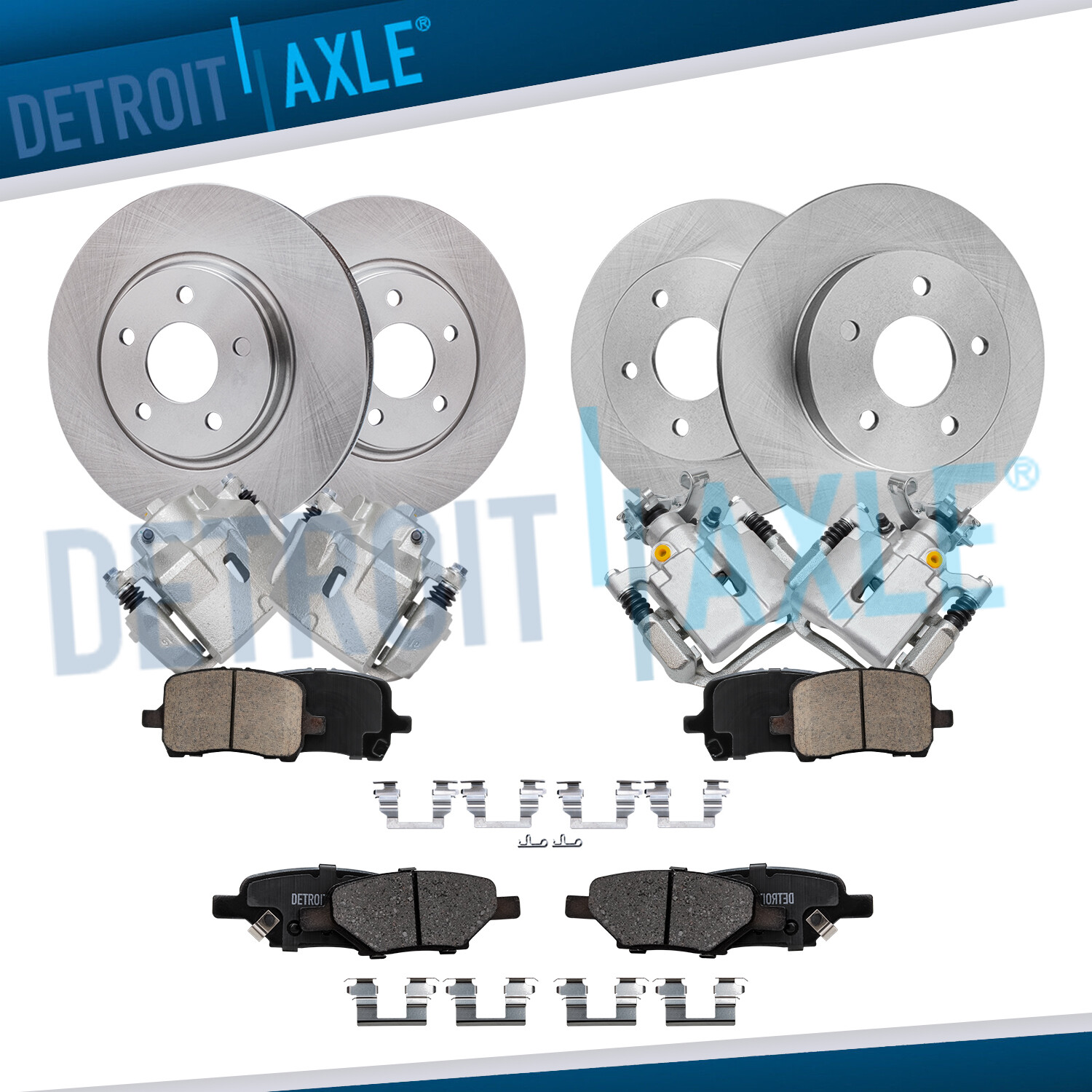 Front & Rear Disc Rotors + Brake Calipers & Brake Pads for 2006-2012 Malibu G6