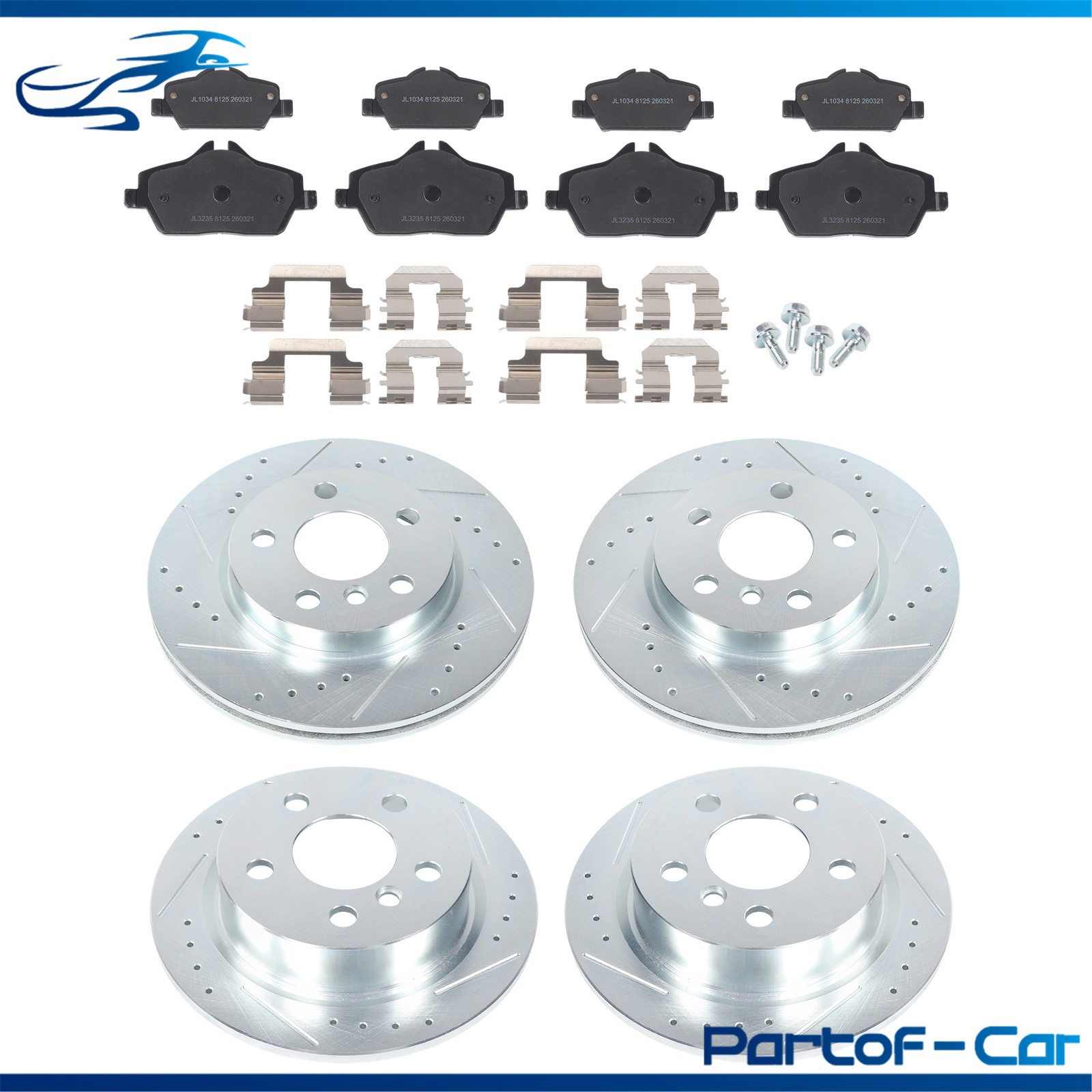 Front & Rear Drilled Brake Rotor & Brake Pads For Mini Cooper F56/F57 2015-16