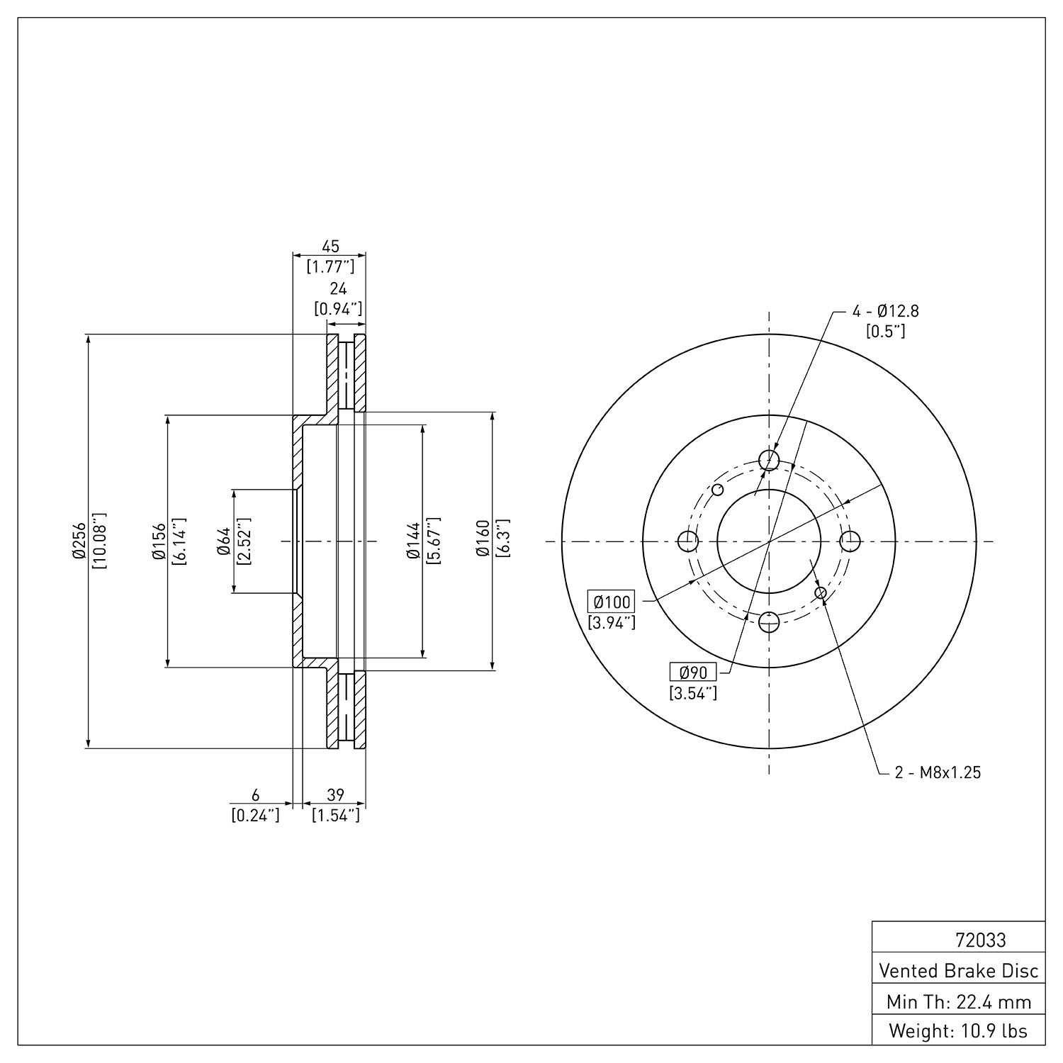 Dynamic Friction 600-72033 Disc Brake Rotor For 98-07 Mitsubishi Lancer Mirage