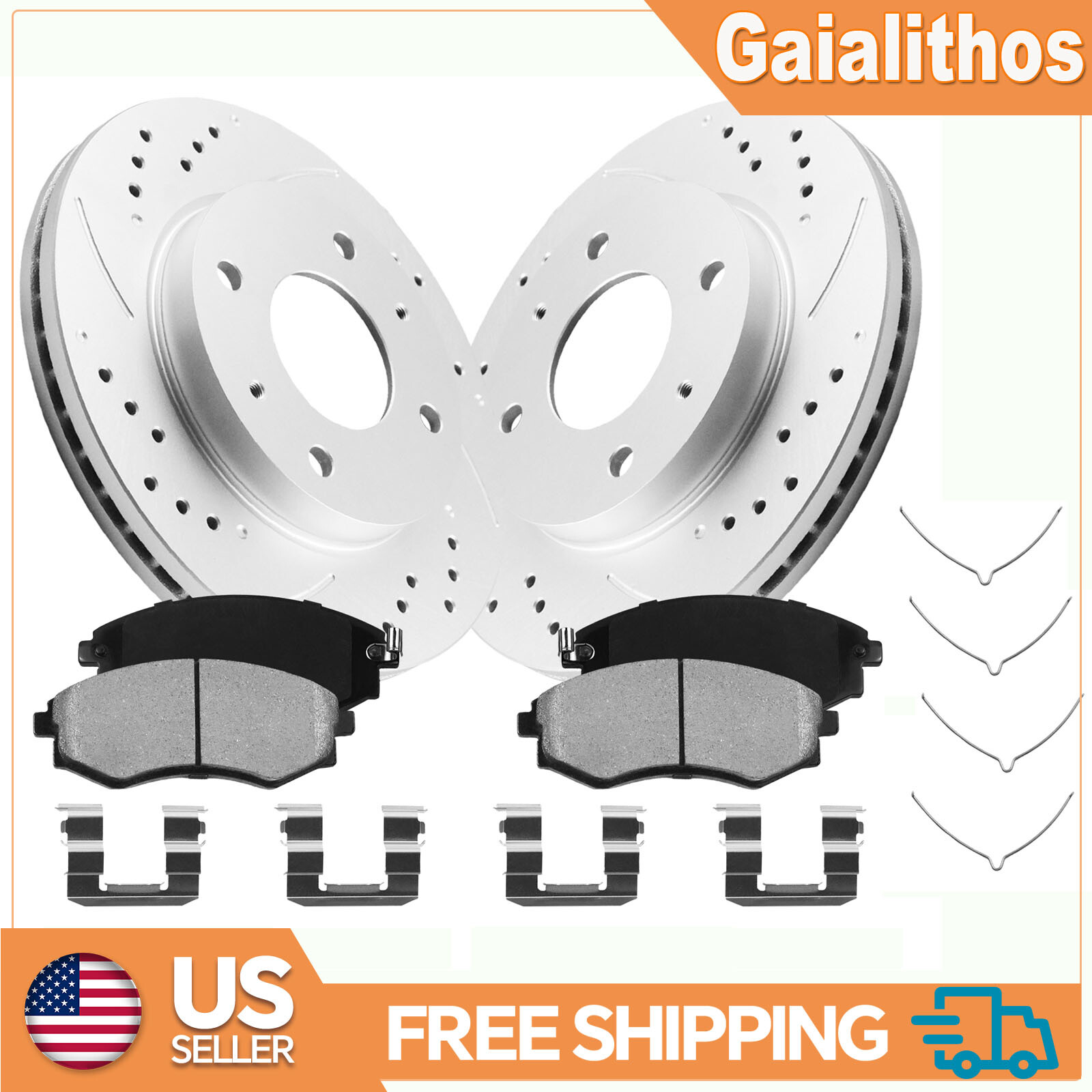 Front Drilled Rotors Ceramic Brake Pads for Kia Optima 2002 2.4L/2.7L Front