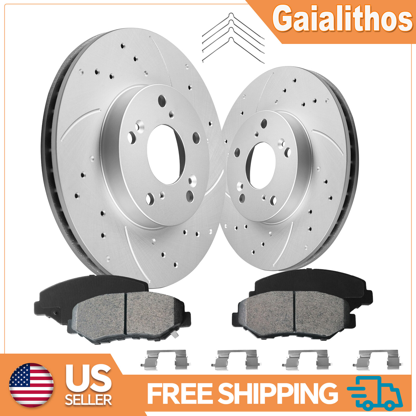 Front Disc Rotors Ceramic Brake Pads Kit for Honda Civic Accord Element CR-V