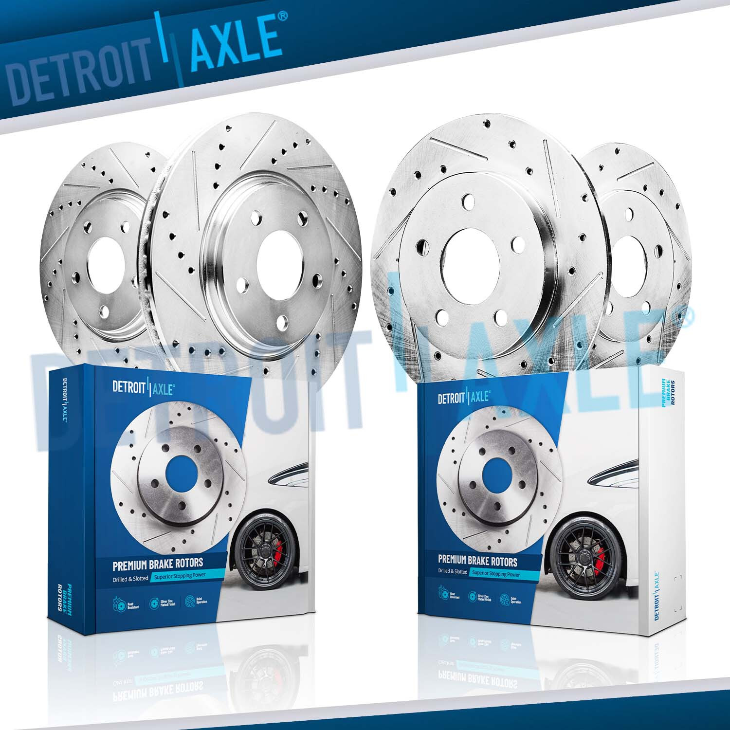 Front and Rear Drilled and Slotted Brake Rotors Kit for 2020 – 2022 Toyota Camry
