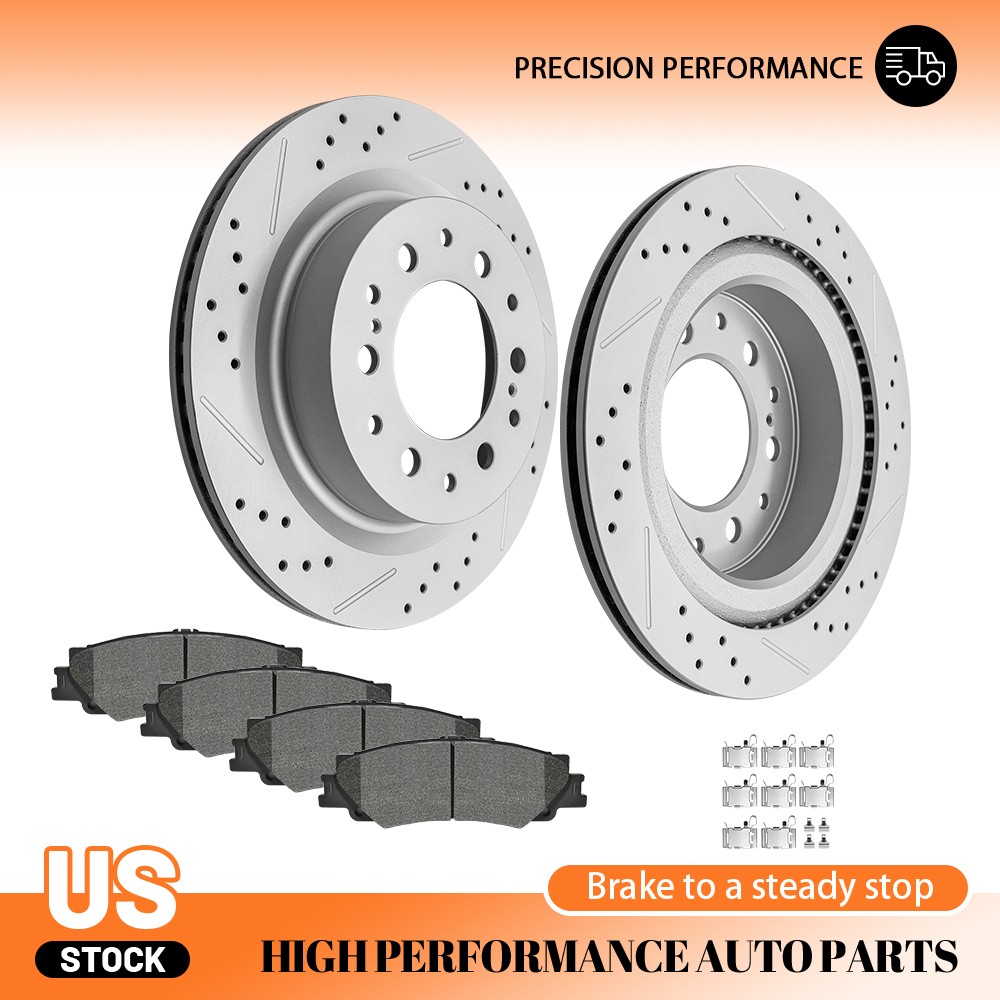 335mm Rear Drilled Slotted Disc Rotor Brake Pads for Toyota Tundra Sequoia LX600