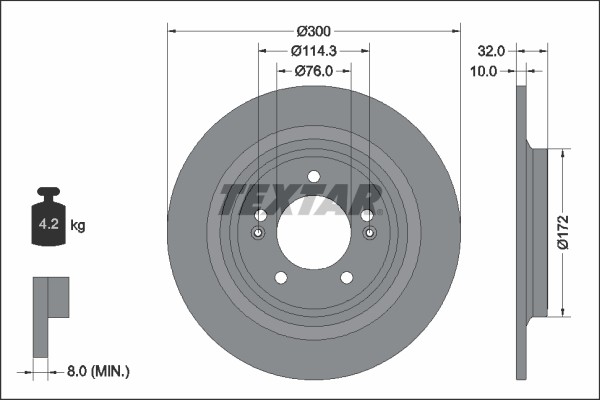 Textar 92337203 Brake Disc for Hyundai, Kia