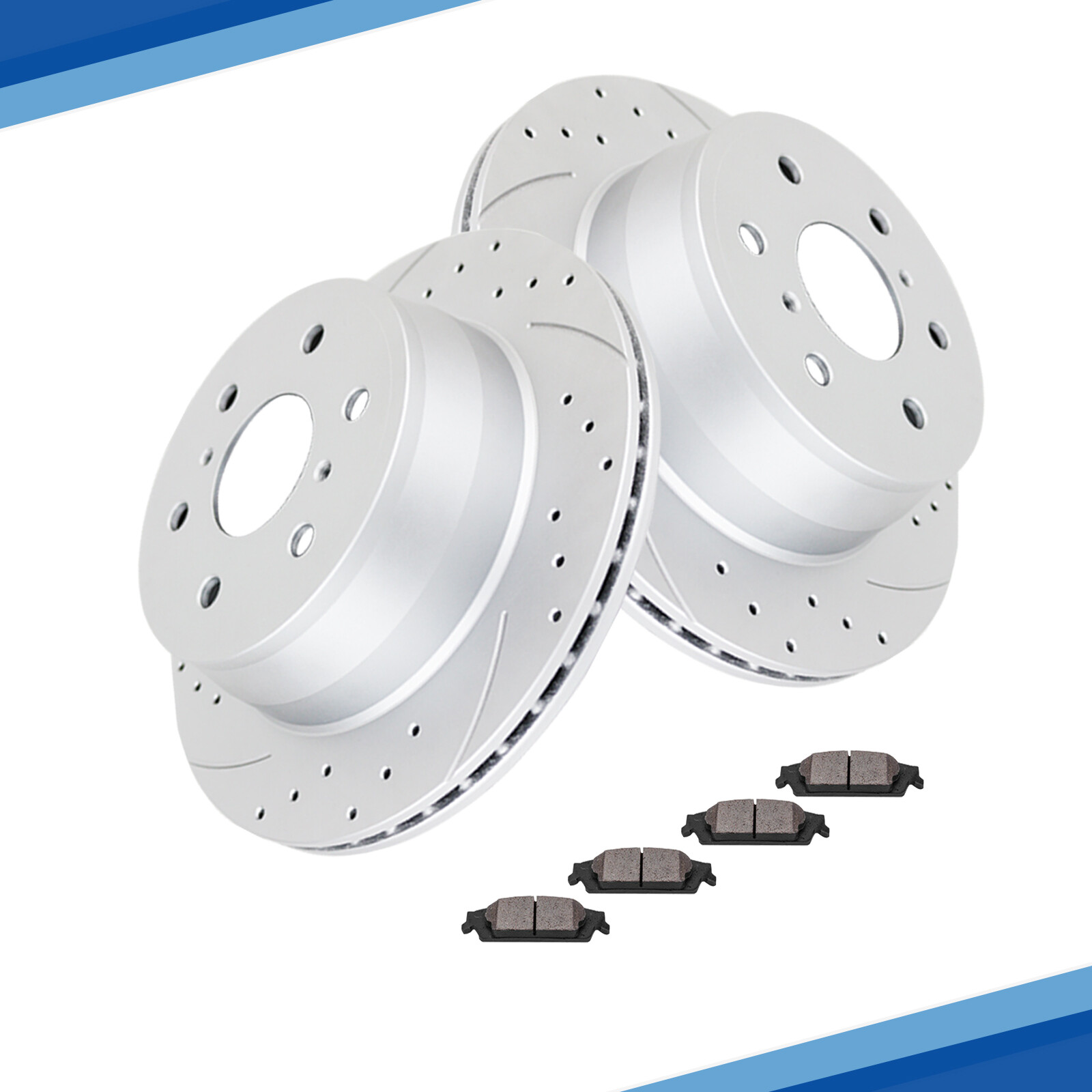 Rear Drilled Brake Rotors Pads Kit for Escalade Avalanche Silverado Tahoe Yukon