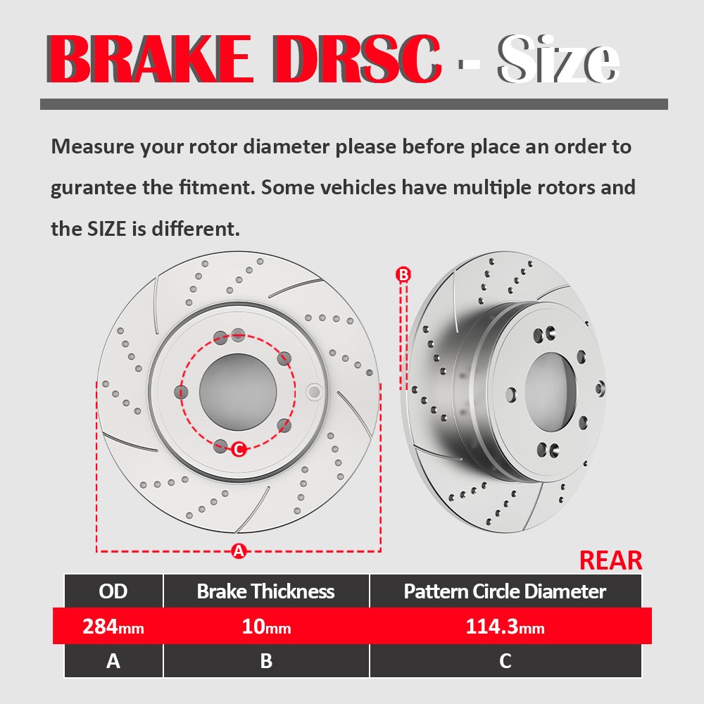 283mm Rear Discs Brake Rotors and Brake Pads for Hyundai Sonata Azera Kia Optima