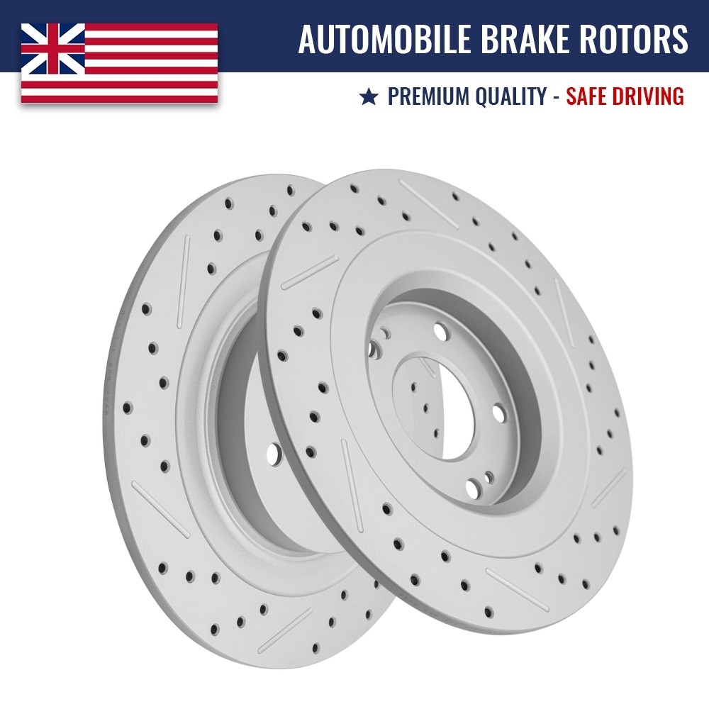 Rear Drilled Disc Slotted Brake Rotors for Eclipse Cross Outlander PHEV Sport