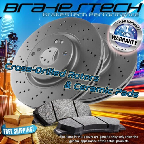 Front 2 Dril Rotors & 4 Ceramic Pads for 1992-2000 Chevy K3500 Below 10000lb GVW