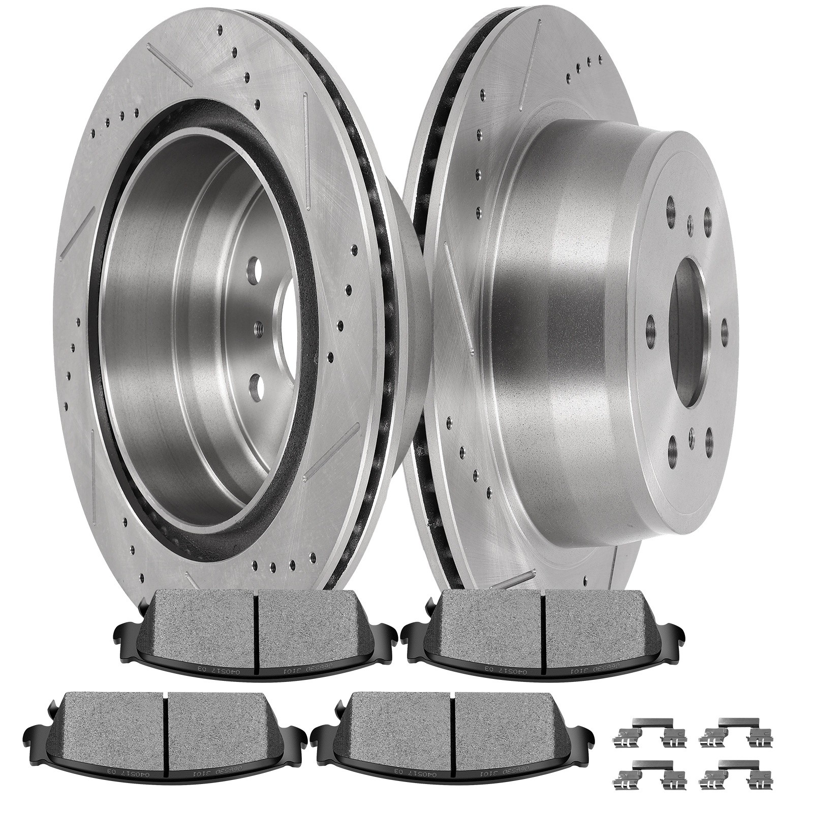 Rear Drill Brake Rotors Metallic Pads 2007-2013 Fits Cadillac Escalade Ext Esv