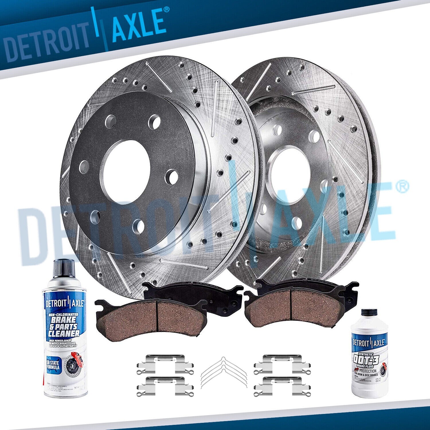 2WD Front Drilled Rotors Brake Pads for 2005-2019 Nissan Frontier Suzuki Equator