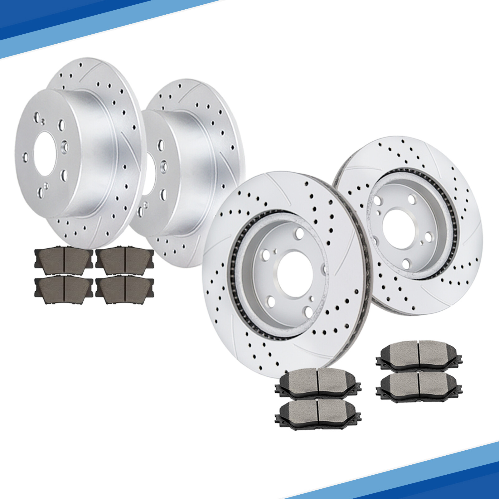 Front Rear Rotors + Ceramic Brake Pads for 2006-2018 Toyota RAV4 Lexus HS250h