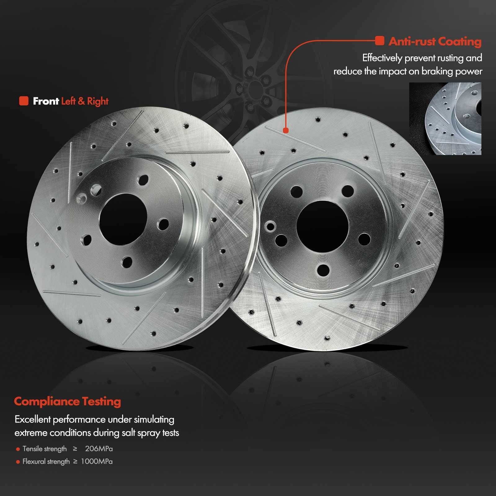 2Pc Front Left & Right Drilled Brake Rotors for Mercedes-Benz C300 08-14 E350