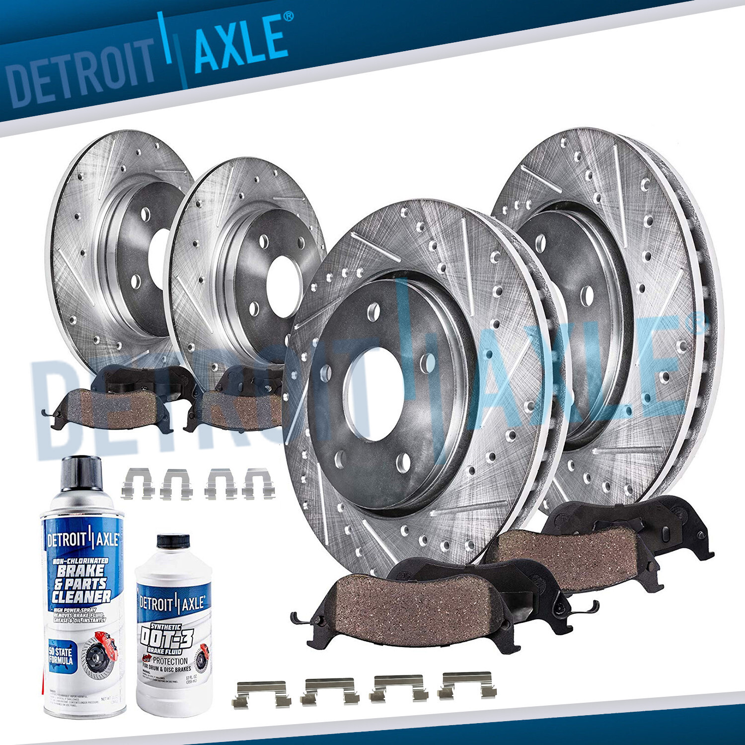 Front Rear Drilled Rotors Brake Pads for Buick Regal Intrigue Oldsmobile Venture